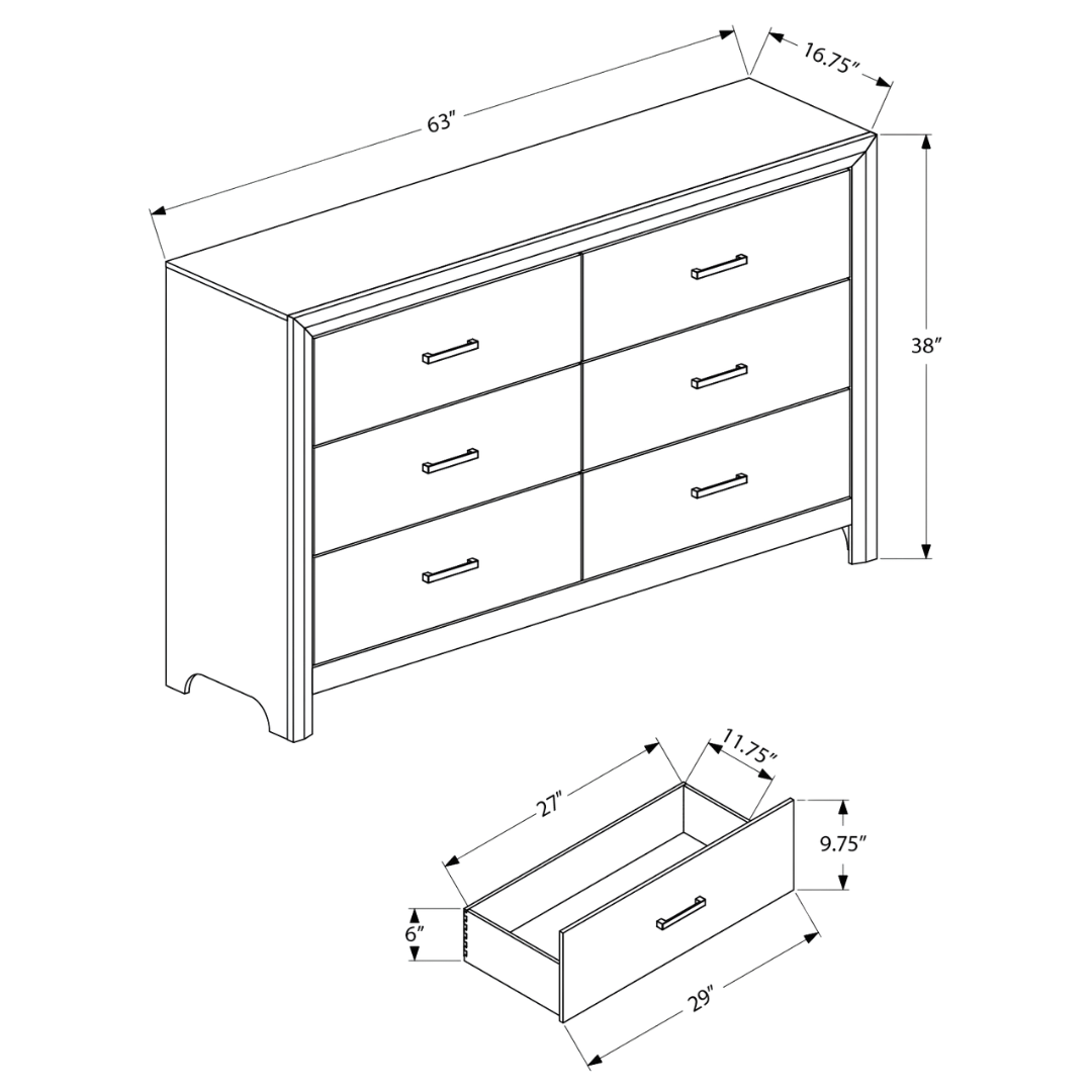 Commode Alderstone à 6 tiroirs avec miroir – Chêne blanchi