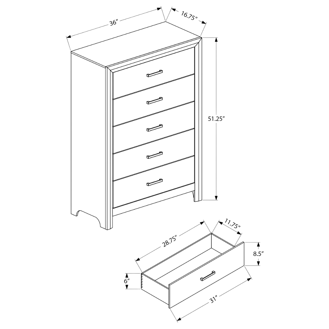 Bleachwood– 5-Drawer Chest – Bleached Oak