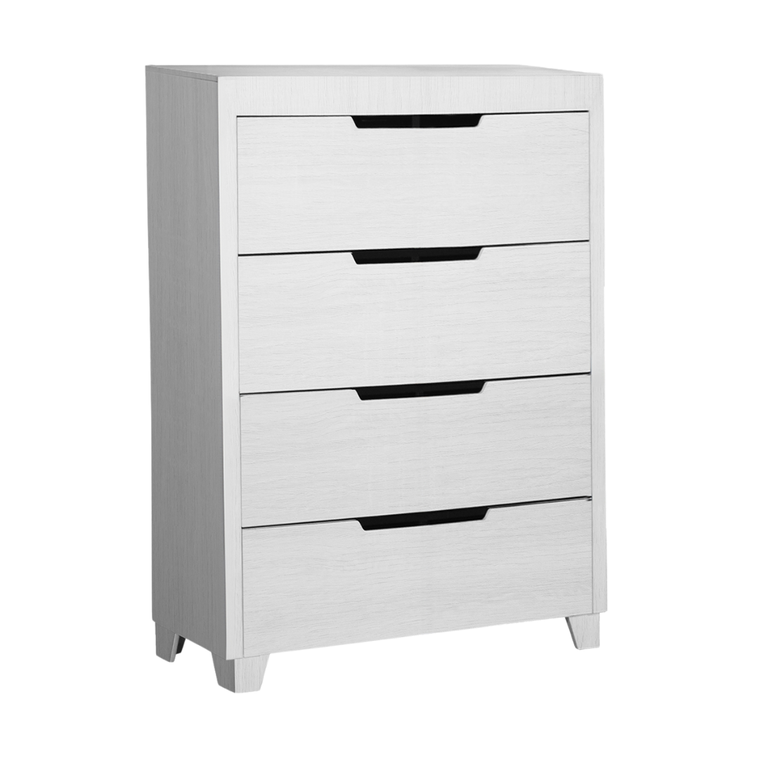 Commode Snowline à 4 tiroirs – Finition bois blanc