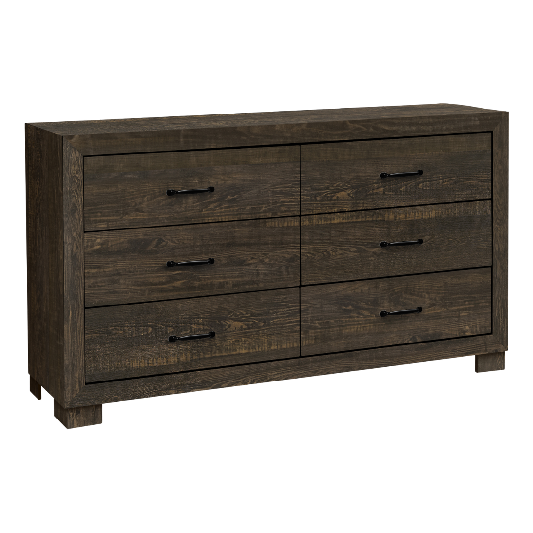 Commode Ravenwood à 6 tiroirs – Finition chêne rustique