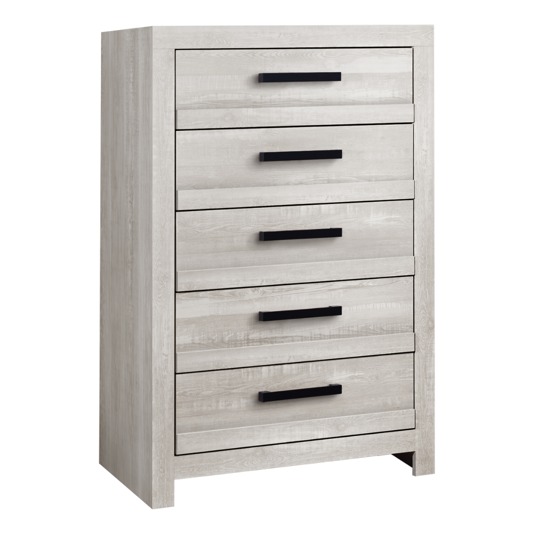 Greyhaven – Commode à 5 tiroirs – Gris recyclé