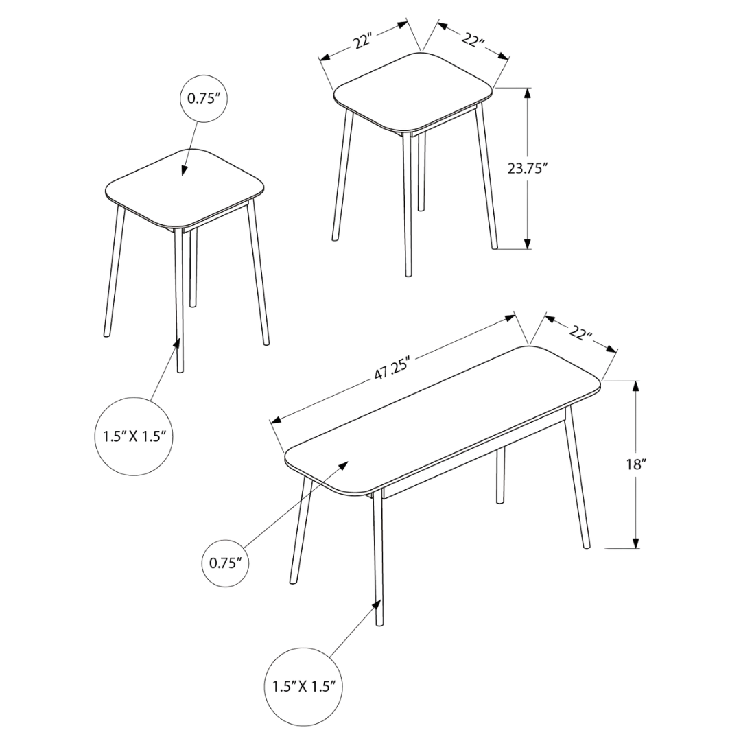 Kedra – Ensemble de table basse 3 pièces – Noyer