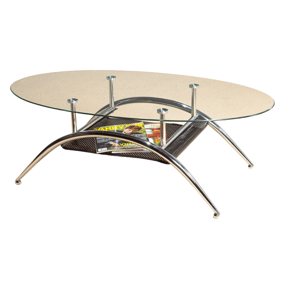 Malto – Glass Coffee Table – Chrome Frame