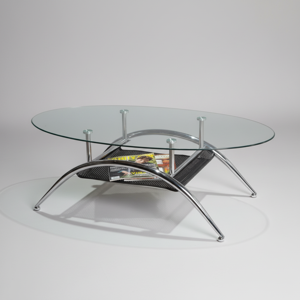 Malto – Table basse en verre – Cadre chromé