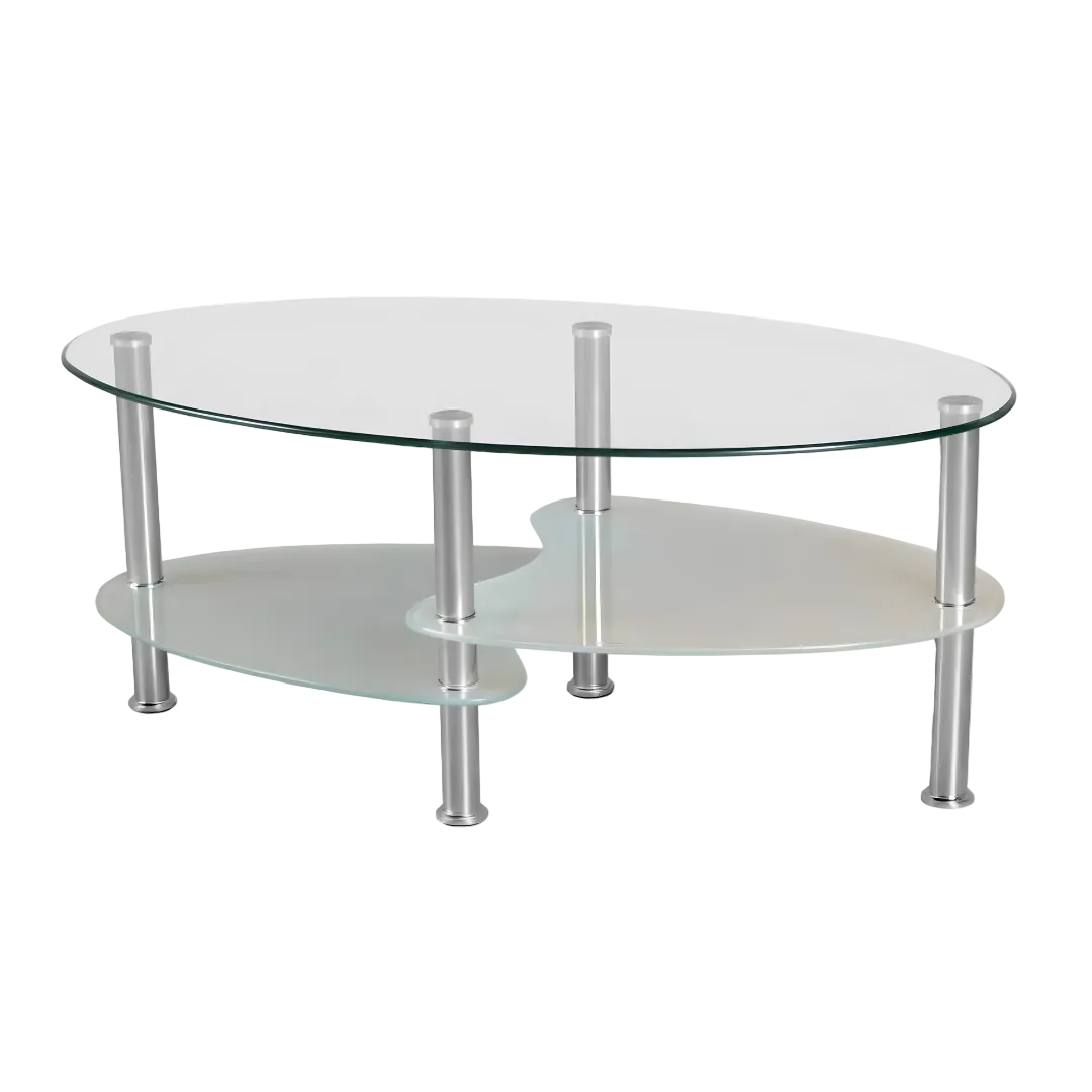 Tivra – Table basse – Verre transparent et chrome