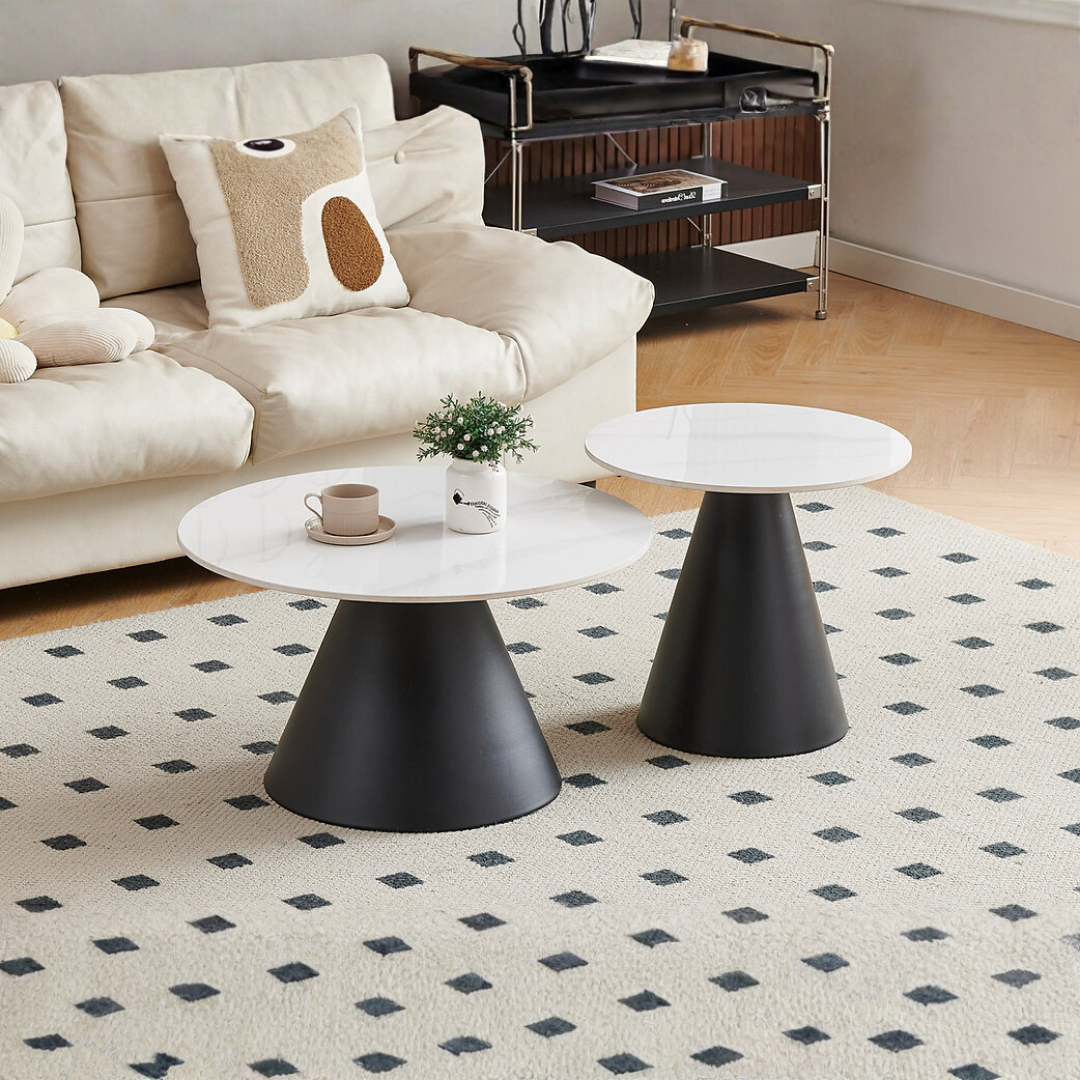 Larvi – 2-Piece Coffee Table Set – Snowy White Sintered Stone