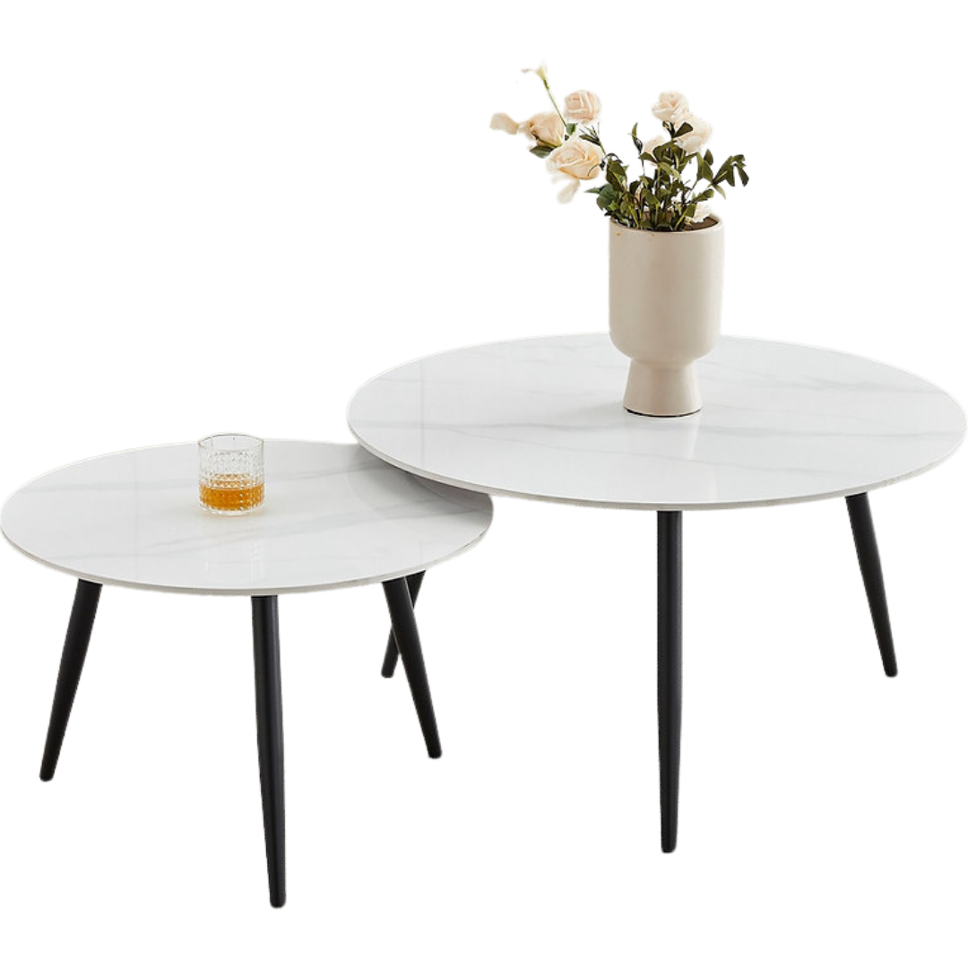 Navor – 2-Piece Coffee Table Set – White Sintered Stone