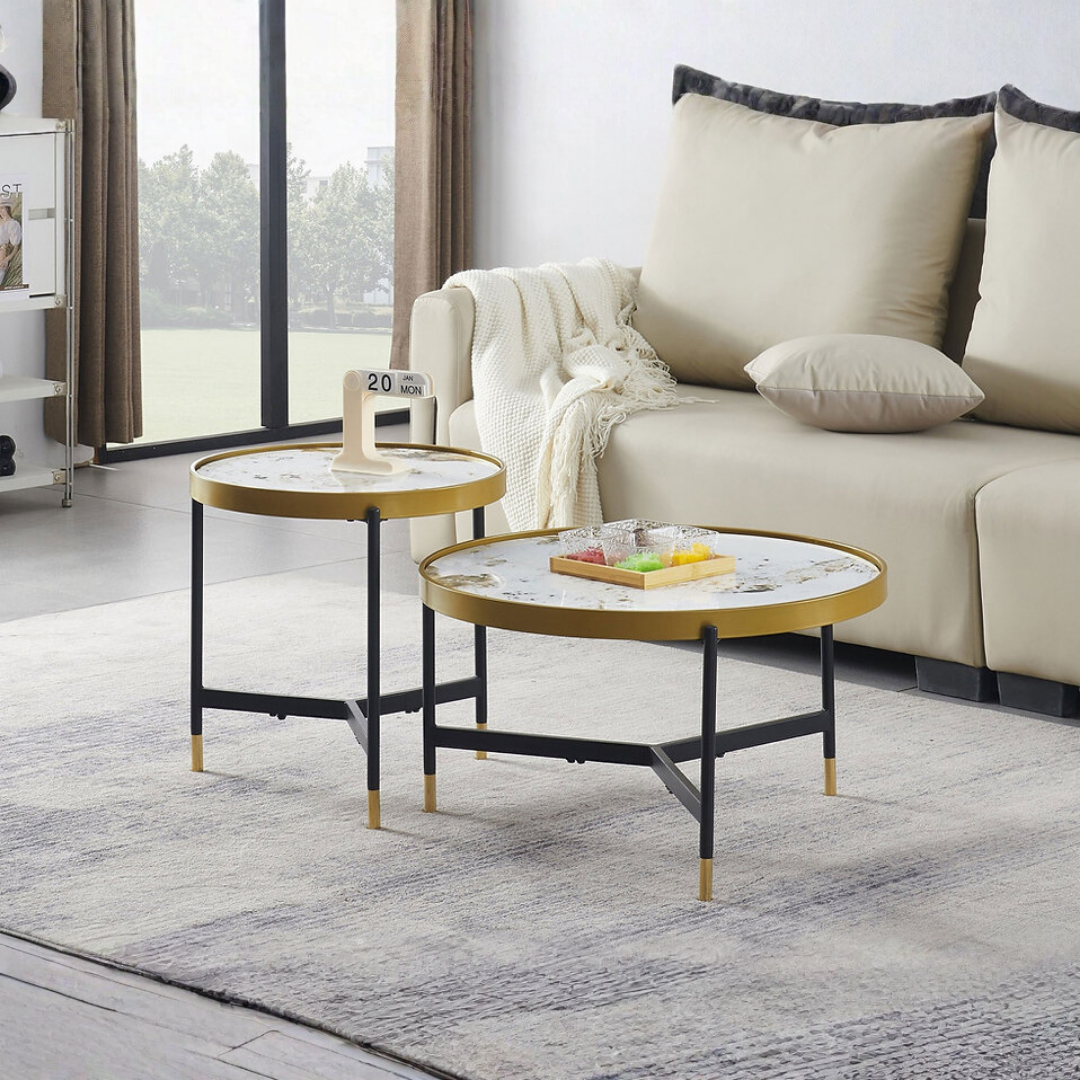 Kelva – 2-Piece Coffee Table Set – Pandora Marble