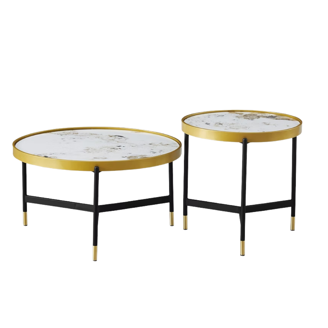 Ensemble de table basse 2 pièces Kelva – Marbre Pandora