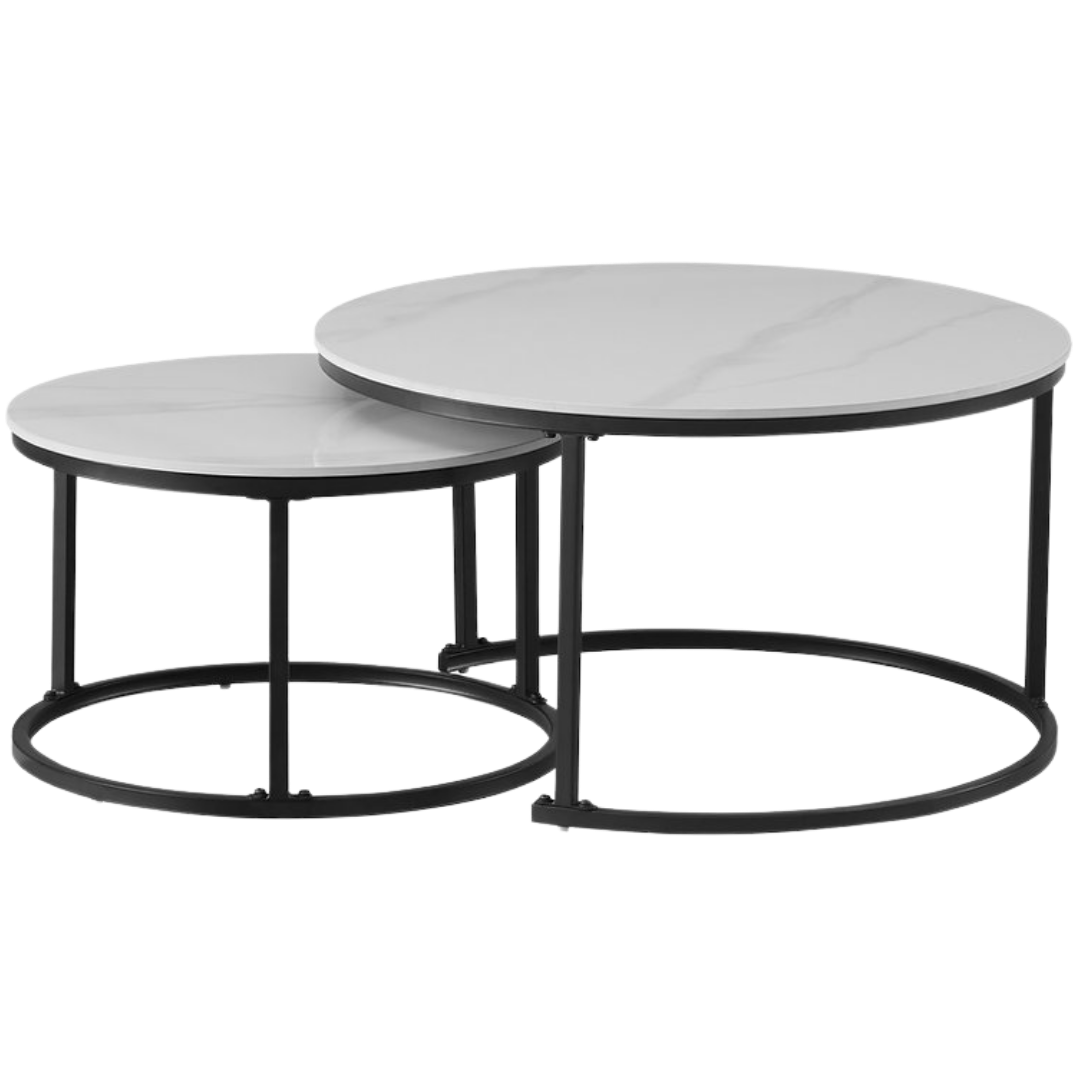 Varel – 2-Piece Coffee Table Set – Snowy White Sintered Stone