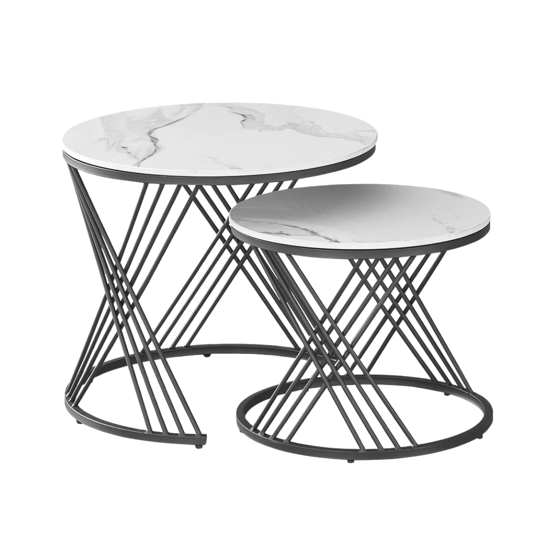 Marin – 2-Piece Coffee Table Set – White Sintered Stone