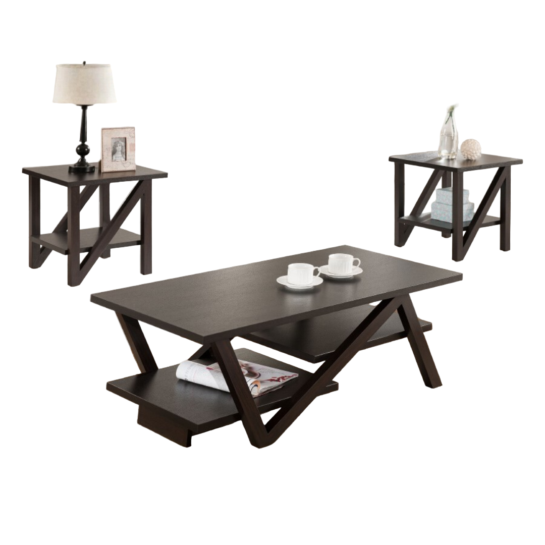 Verin – Ensemble de table basse 3 pièces finition espresso