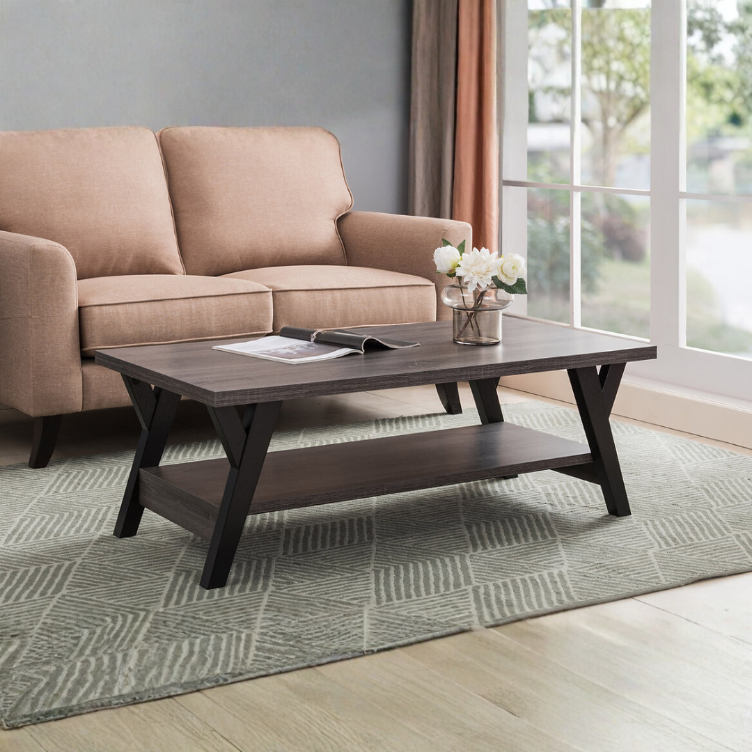 Merla – Ensemble de 3 tables basses – Pieds en bois et noirs