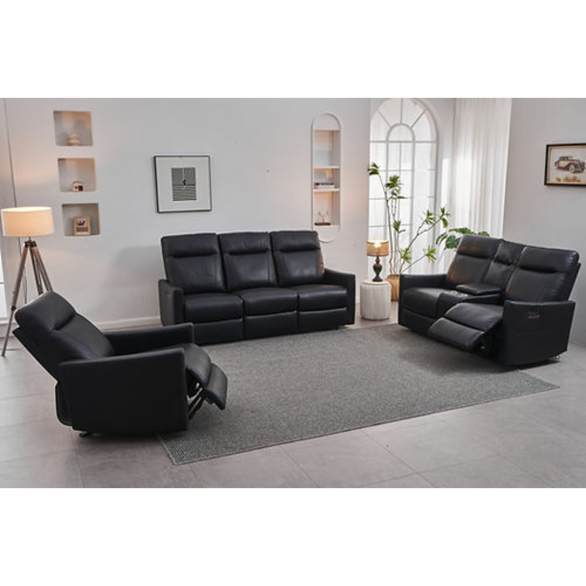 Ensemble de fauteuil inclinable électrique double noir IF-8005