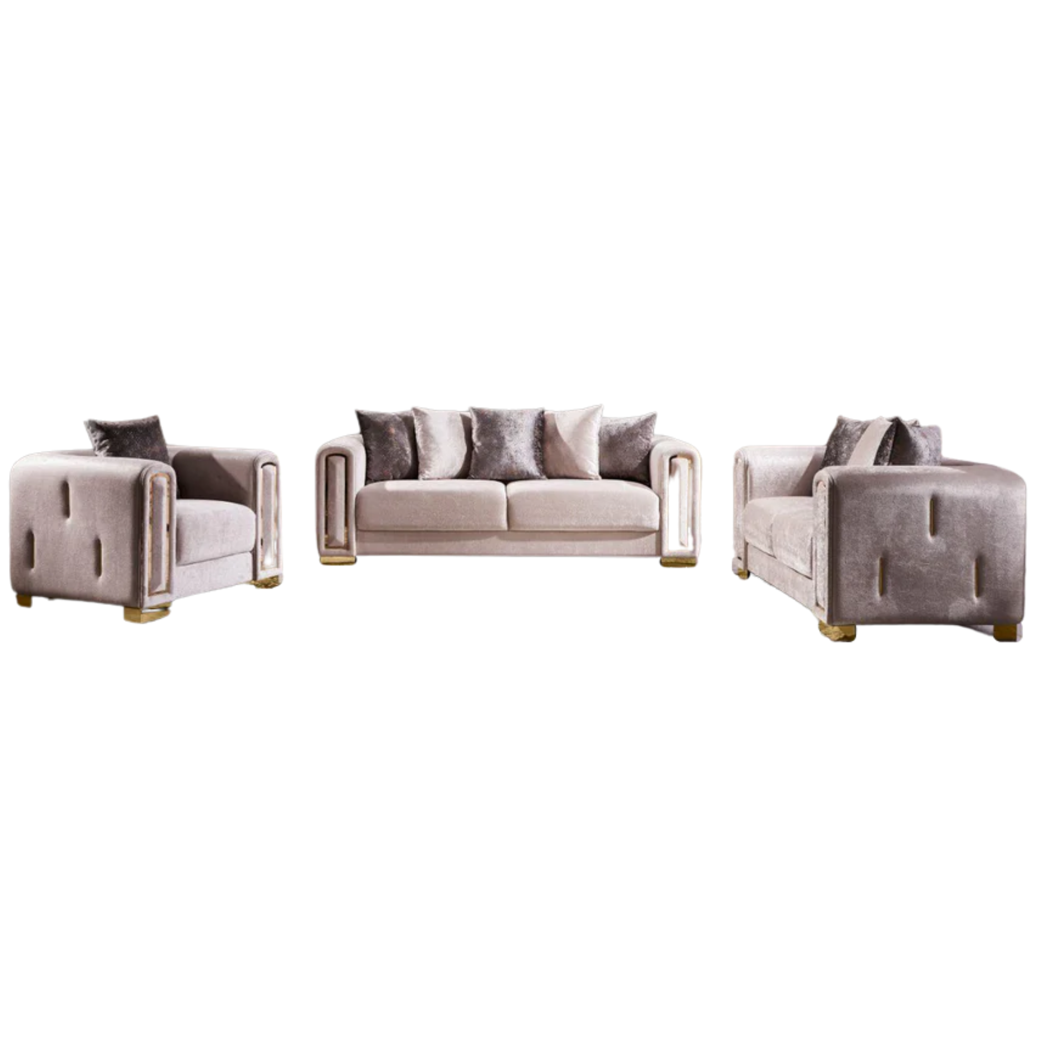 IMPREZA - Ensemble de canapés 3 pièces en tissu beige