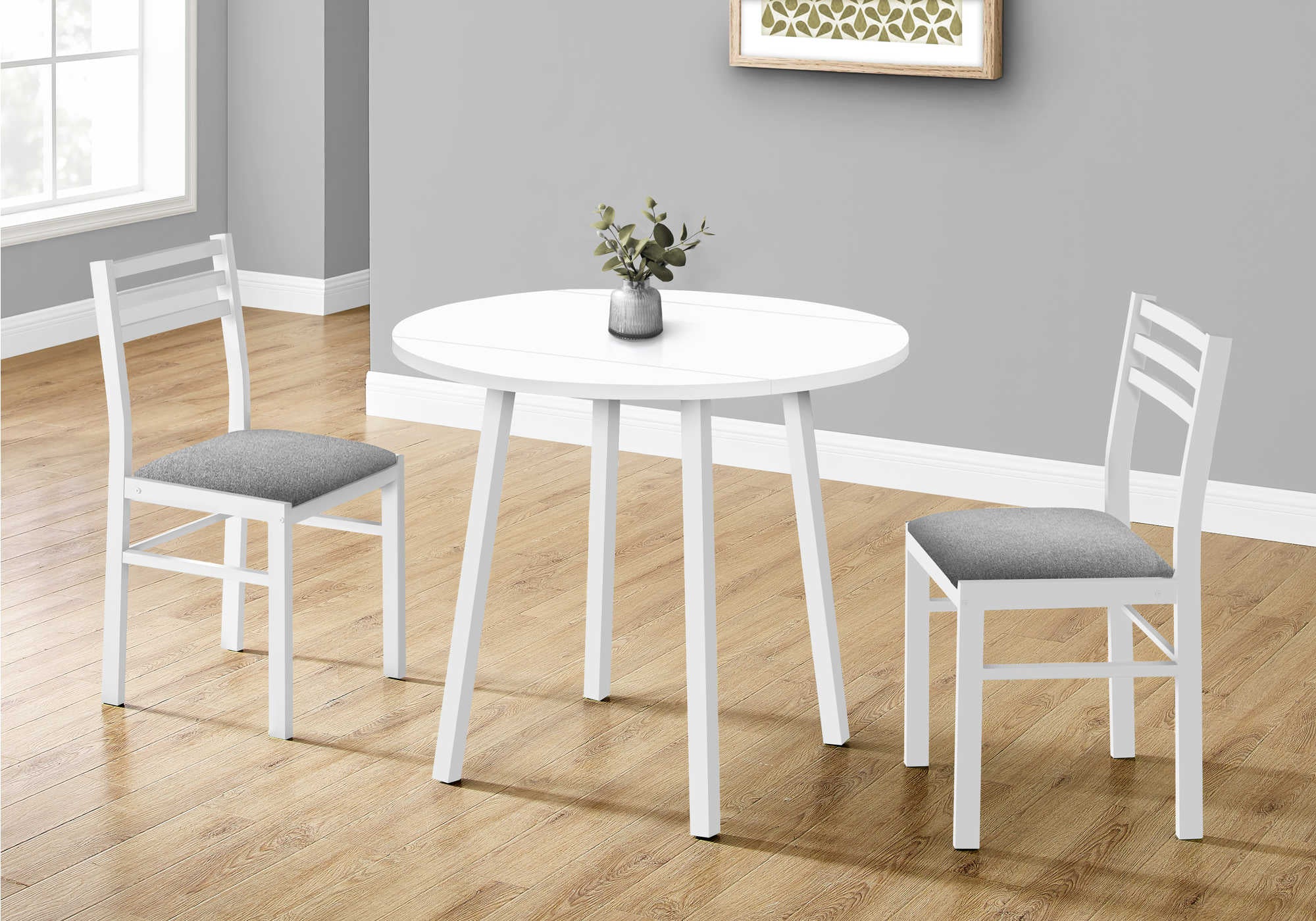 DINING SET - 3PCS SET / WHITE TOP / WHITE METAL # I 1011