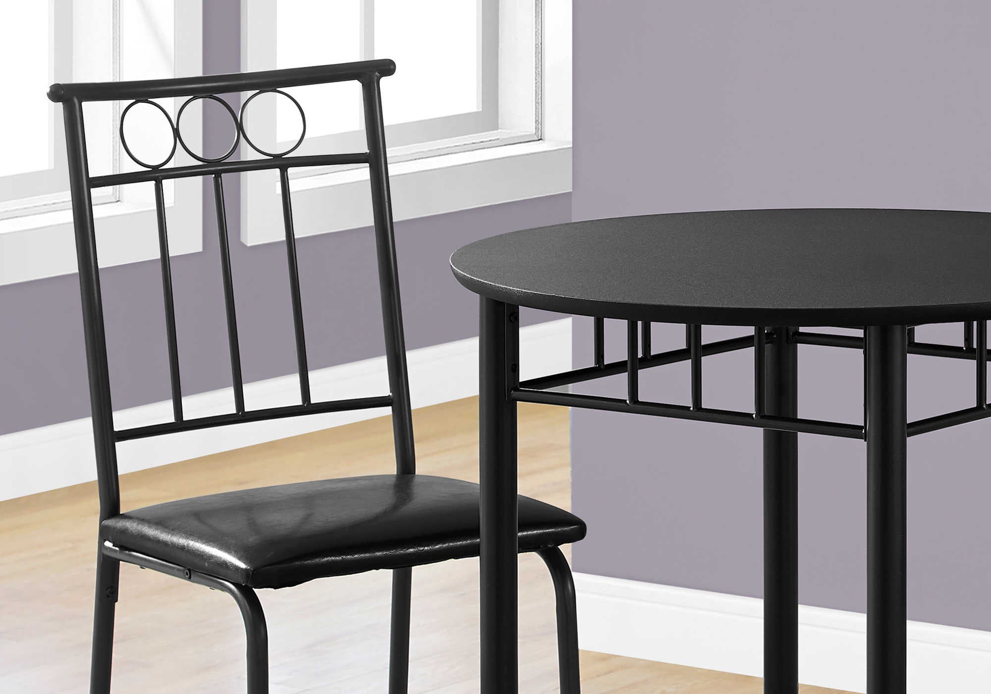 DINING SET - 3PCS SET / BLACK METAL AND TOP # I 1013