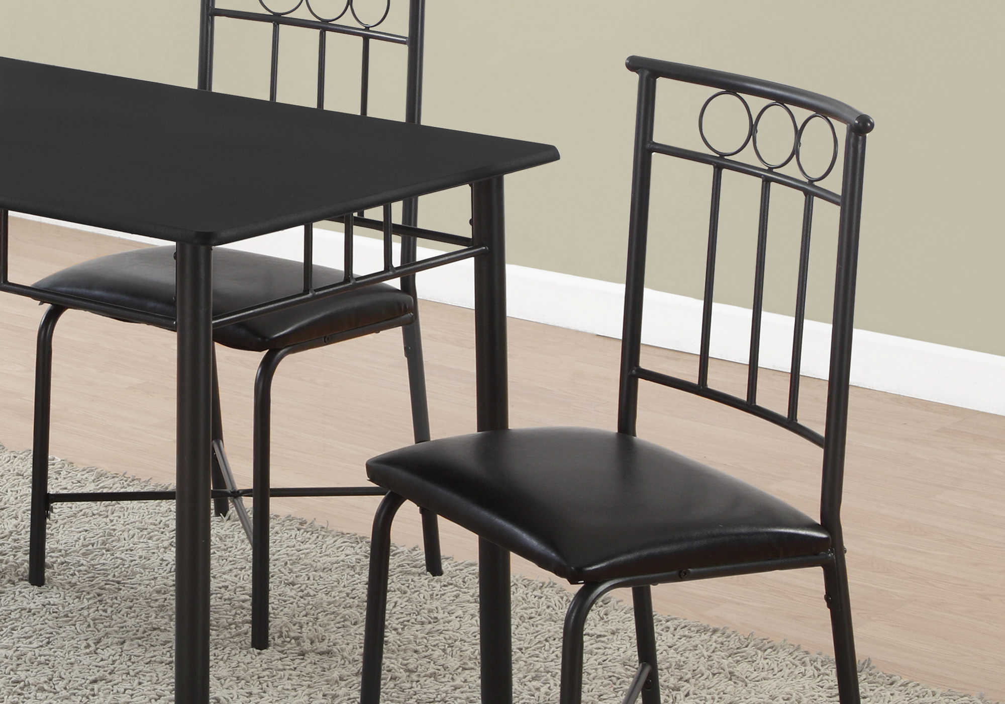 DINING SET - 5PCS SET / BLACK METAL AND LAMINATE TOP # I 1018