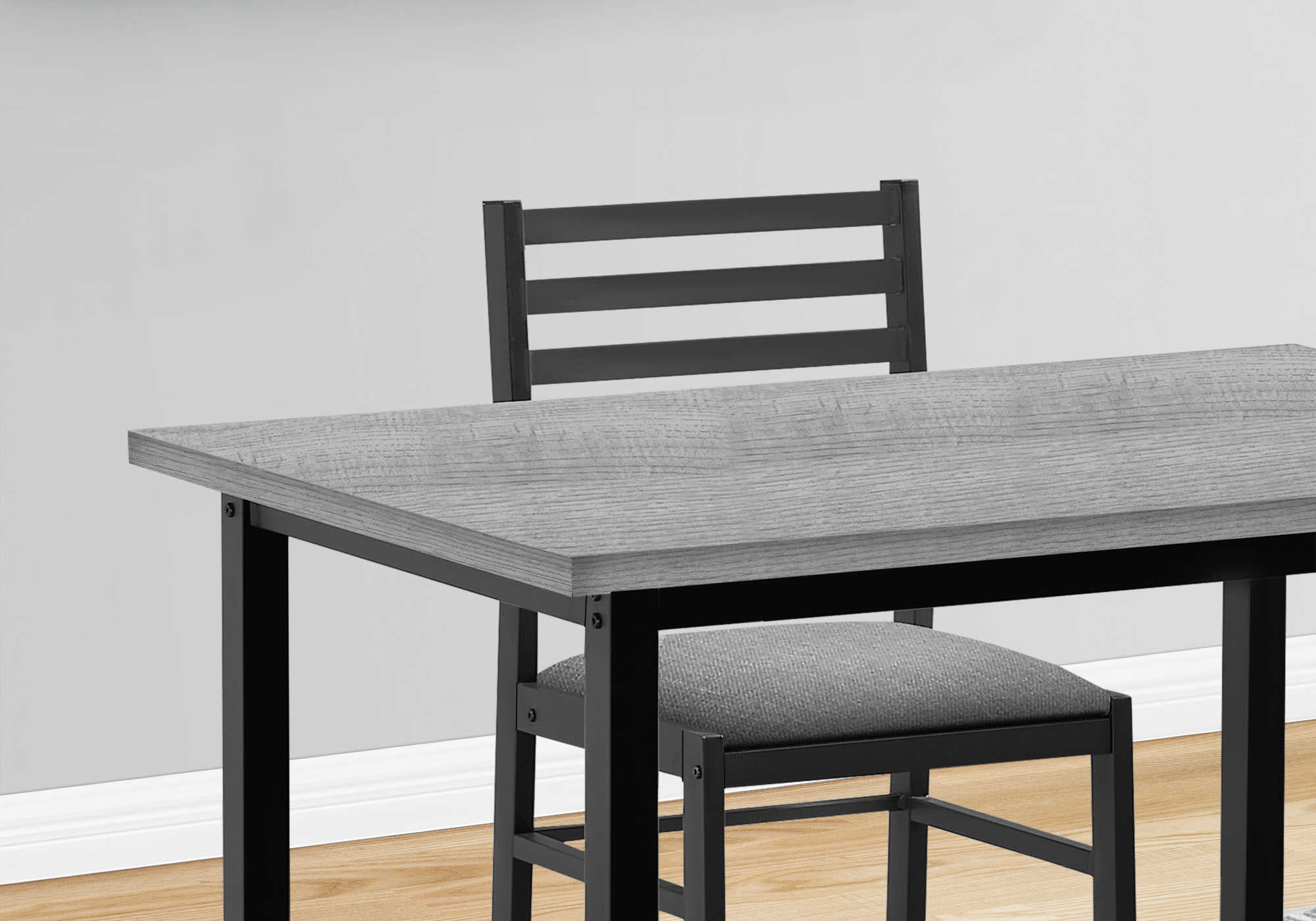 DINING SET - 5PCS SET / GREY TOP / BLACK METAL # I 1037