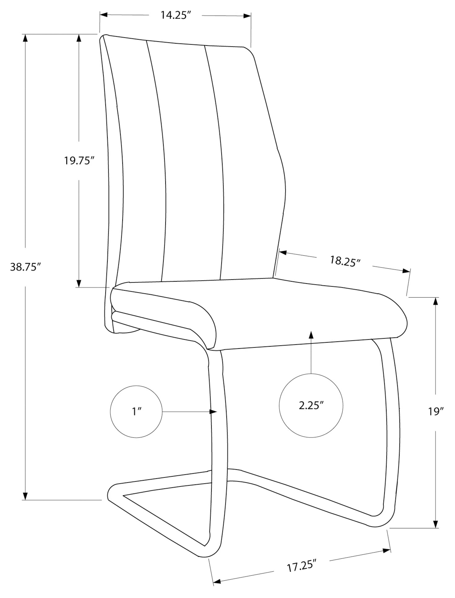 DINING CHAIR - 2PCS / 39"H / GREY FABRIC / CHROME # I 1061