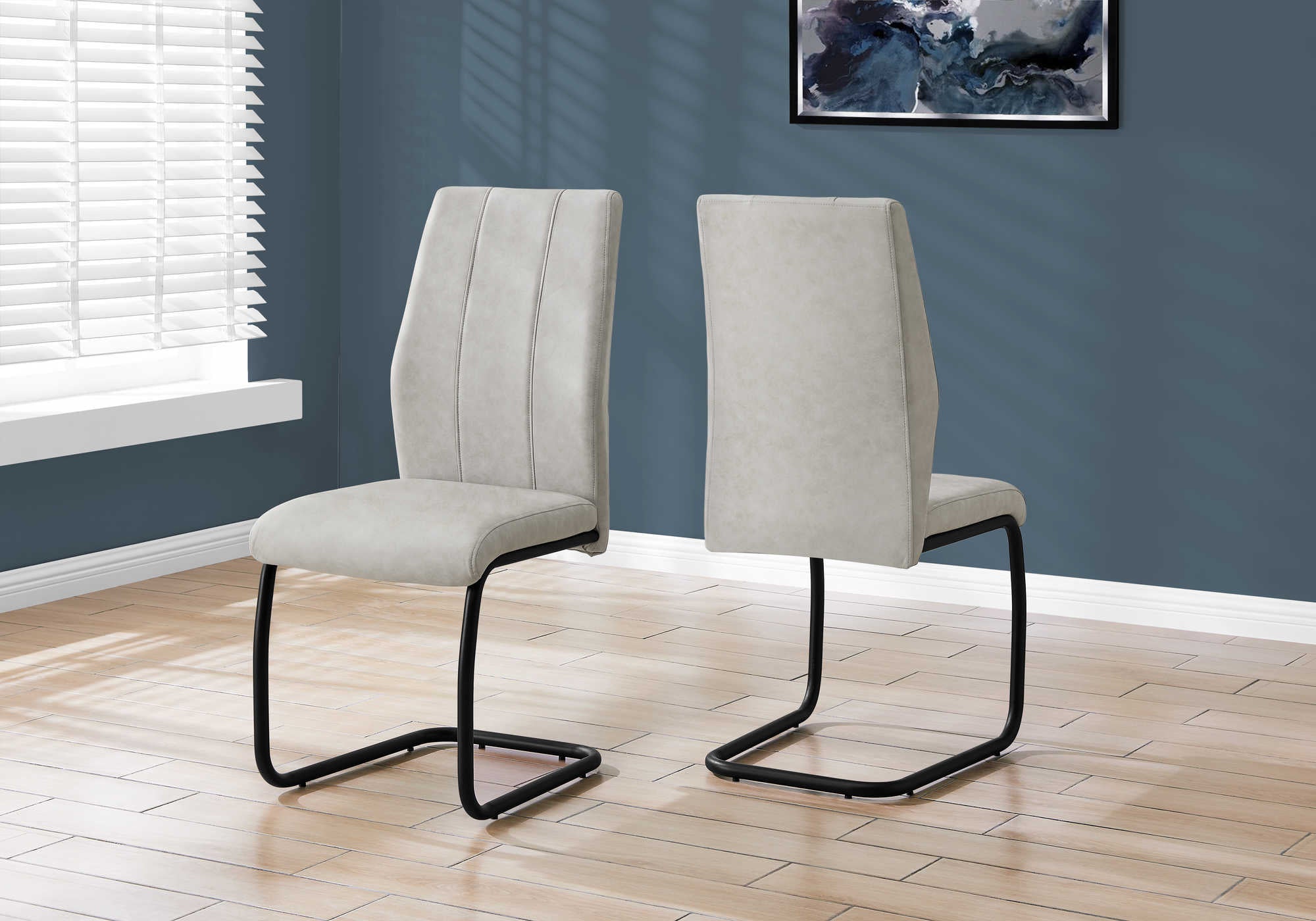 DINING CHAIR - 2PCS / 39"H / GREY FABRIC / BLACK METAL # I 1113