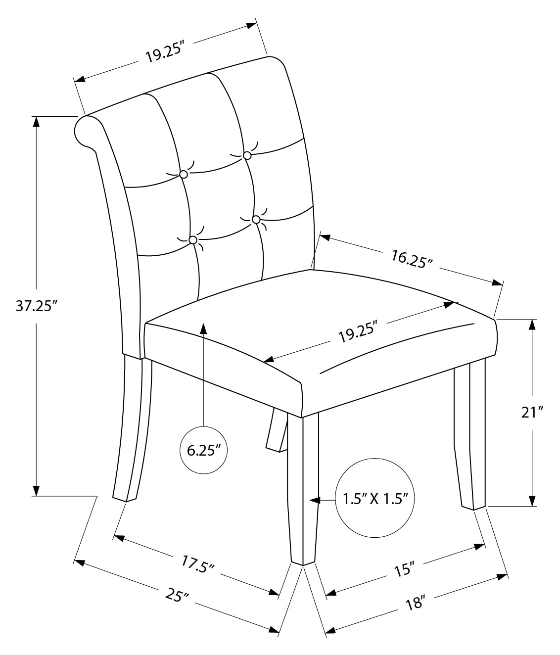 DINING CHAIR - 2PCS / 38"H UPHOLSTERED GREY FABRIC # I 1218