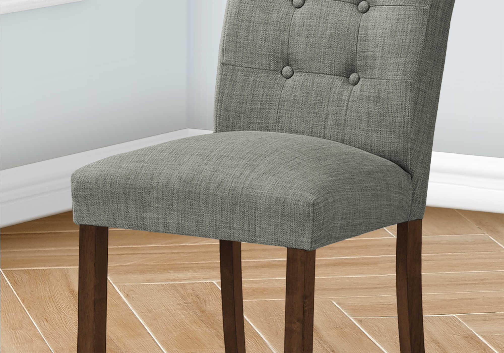 DINING CHAIR - 2PCS / 38"H UPHOLSTERED GREY FABRIC # I 1218