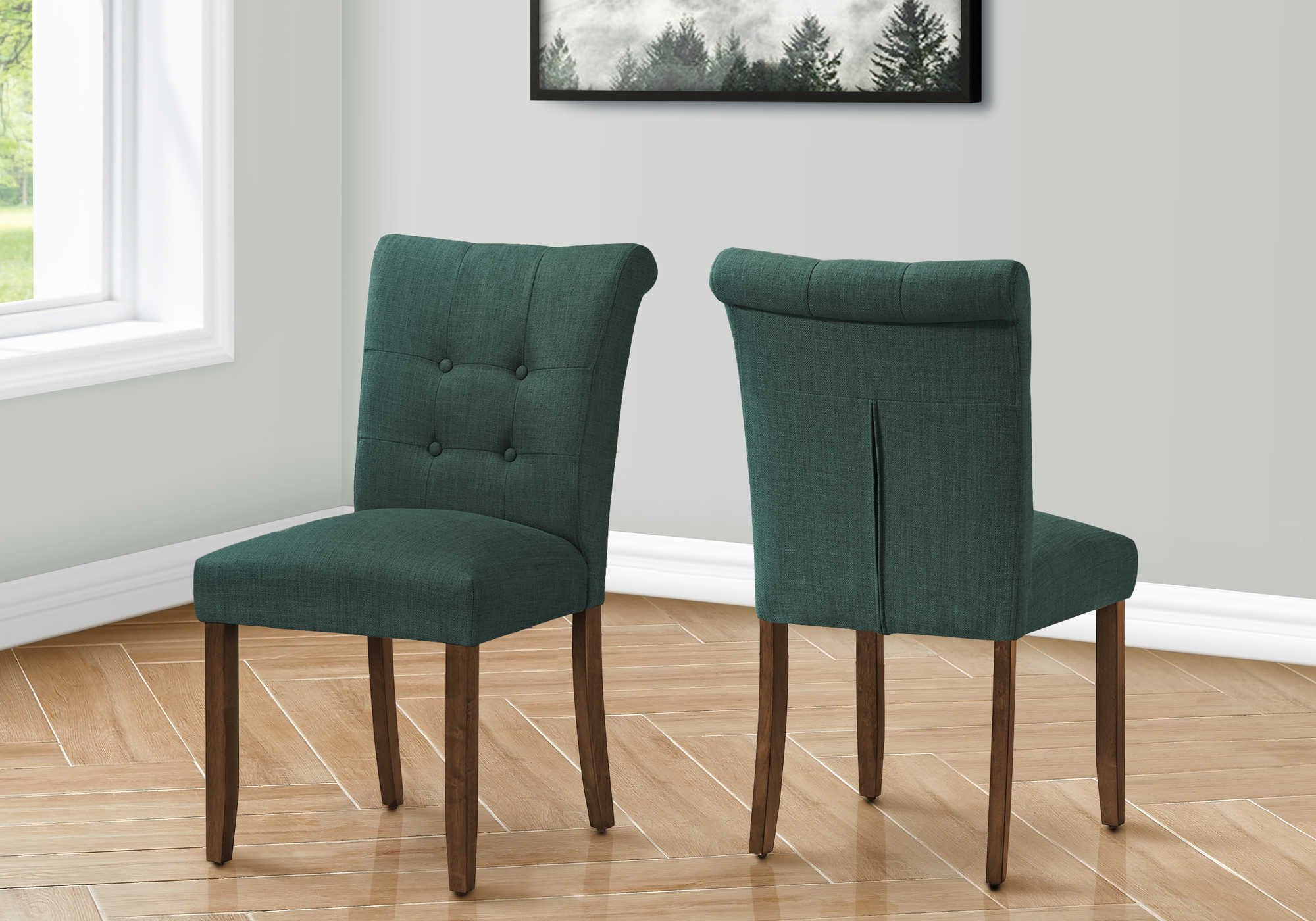 DINING CHAIR - 2PCS / 38"H UPHOLSTERED BLUE FABRIC # I 1220