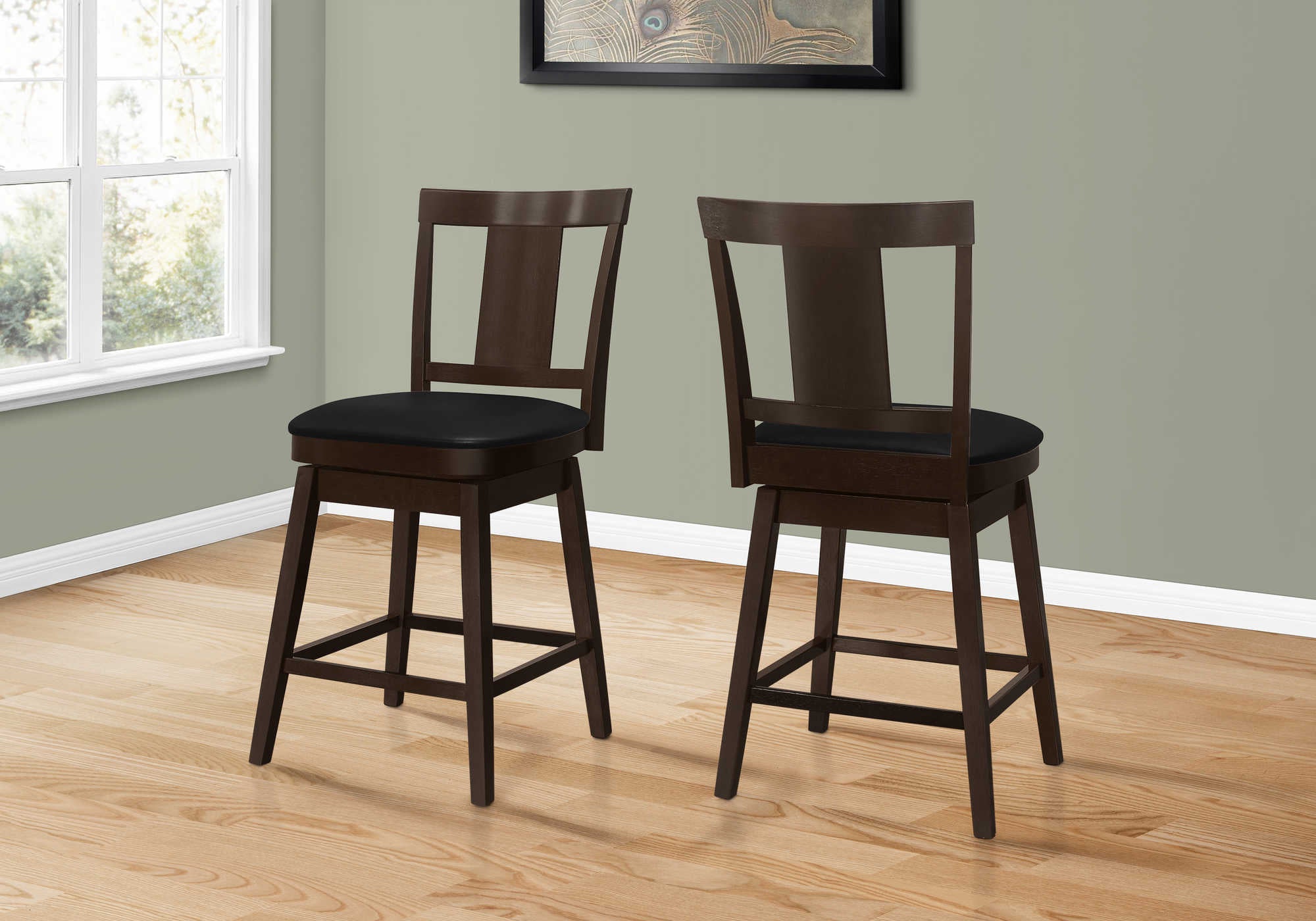 BARSTOOL - 2PCS / 39"H / ESPRESSO / SWIVEL COUNTER HEIGHT # I 1231
