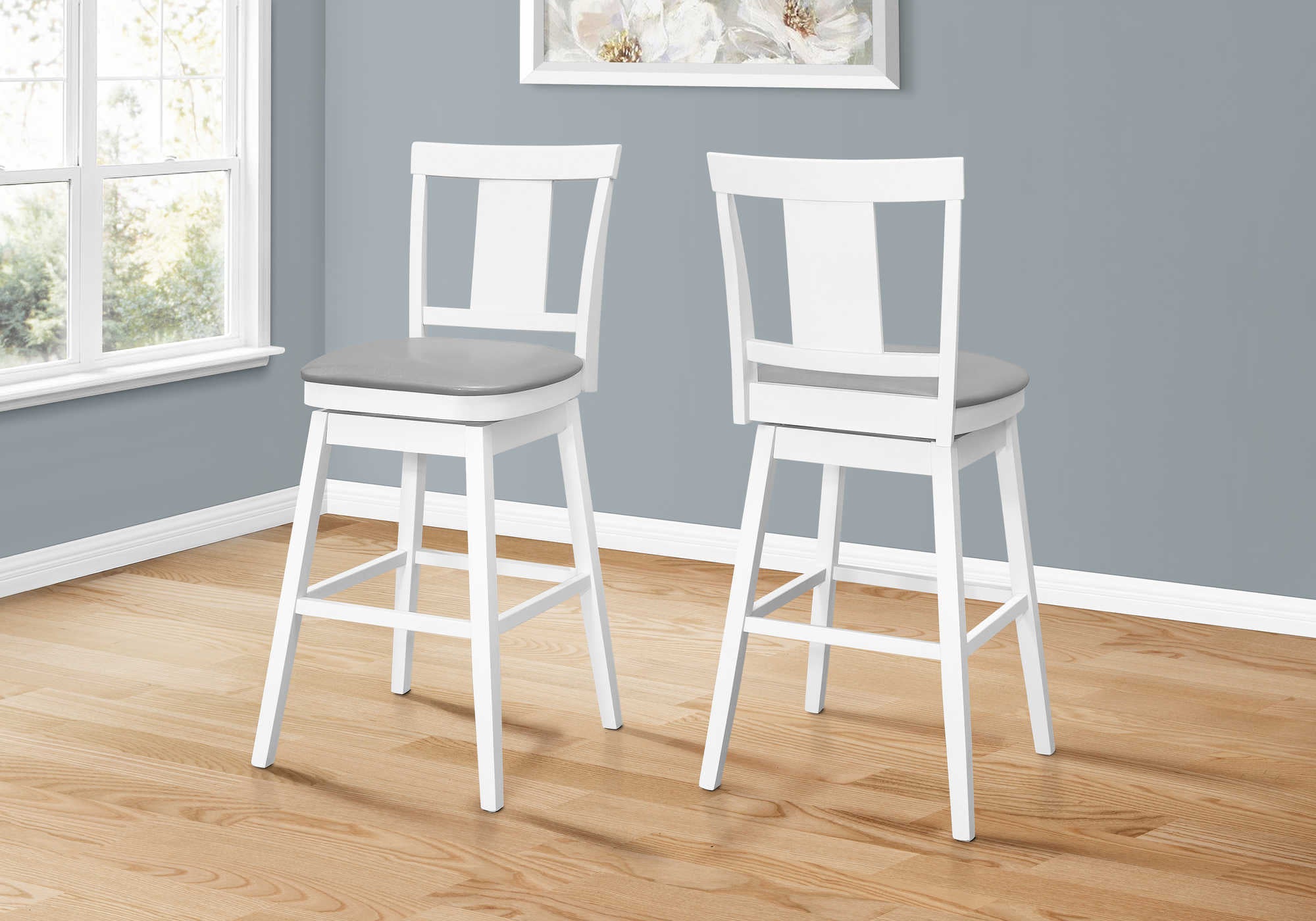 BARSTOOL - 2PCS / 44"H / WHITE / SWIVEL BAR HEIGHT # I 1232