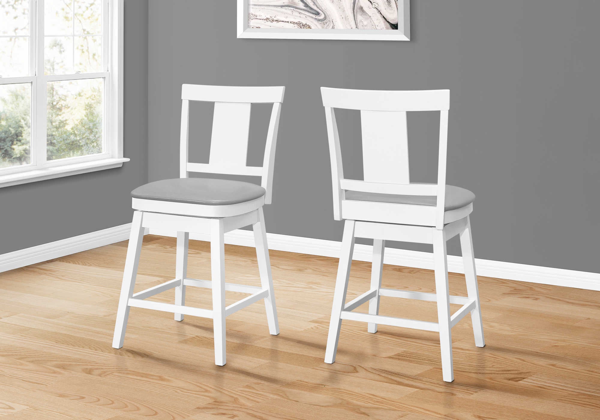 BARSTOOL - 2PCS / 39"H / WHITE / SWIVEL COUNTER HEIGHT # I 1233
