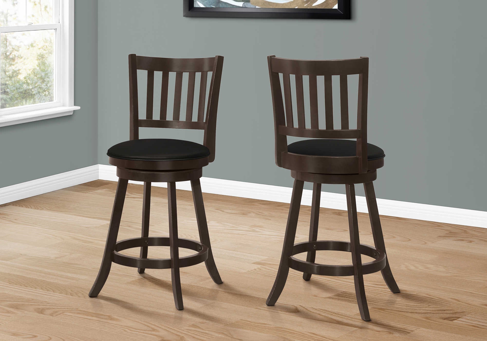 BARSTOOL - 2PCS / 39"H / ESPRESSO / SWIVEL COUNTER HEIGHT # I 1237