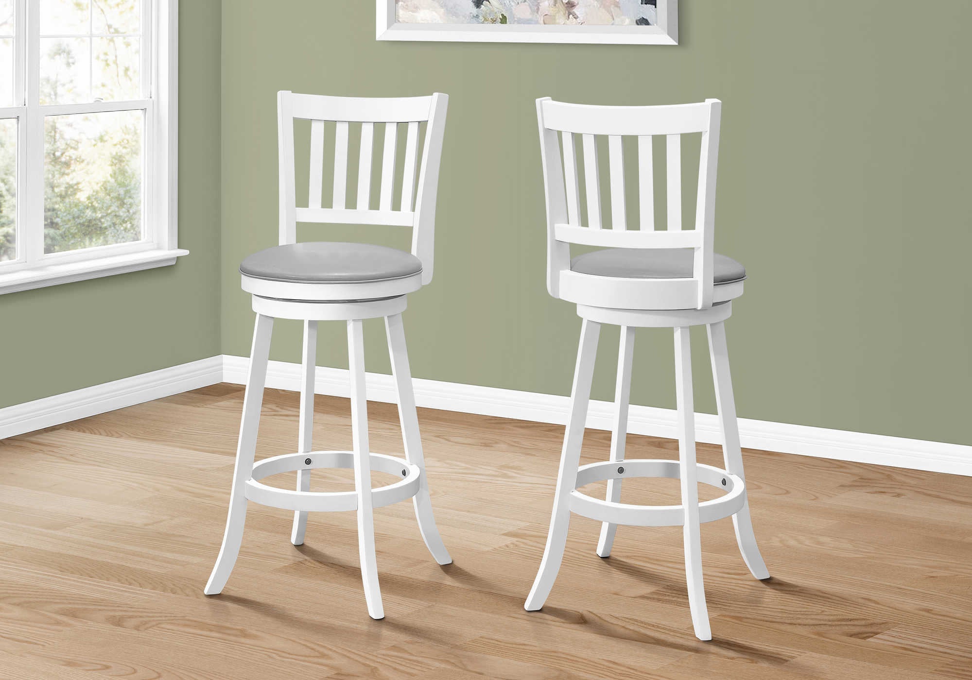 BARSTOOL - 2PCS / 44"H / WHITE / SWIVEL BAR HEIGHT # I 1238