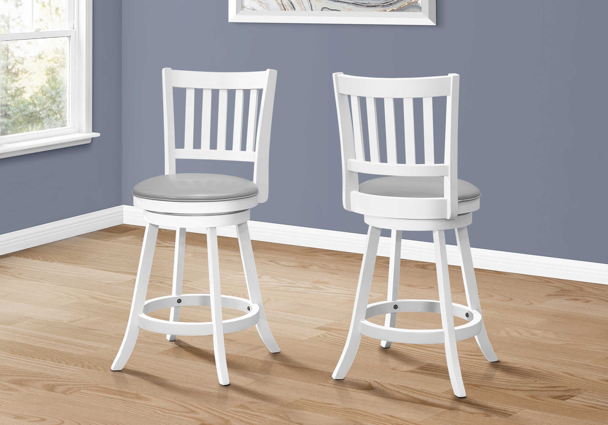 BARSTOOL - 2PCS / 39"H / WHITE / SWIVEL COUNTER HEIGHT # I 1239