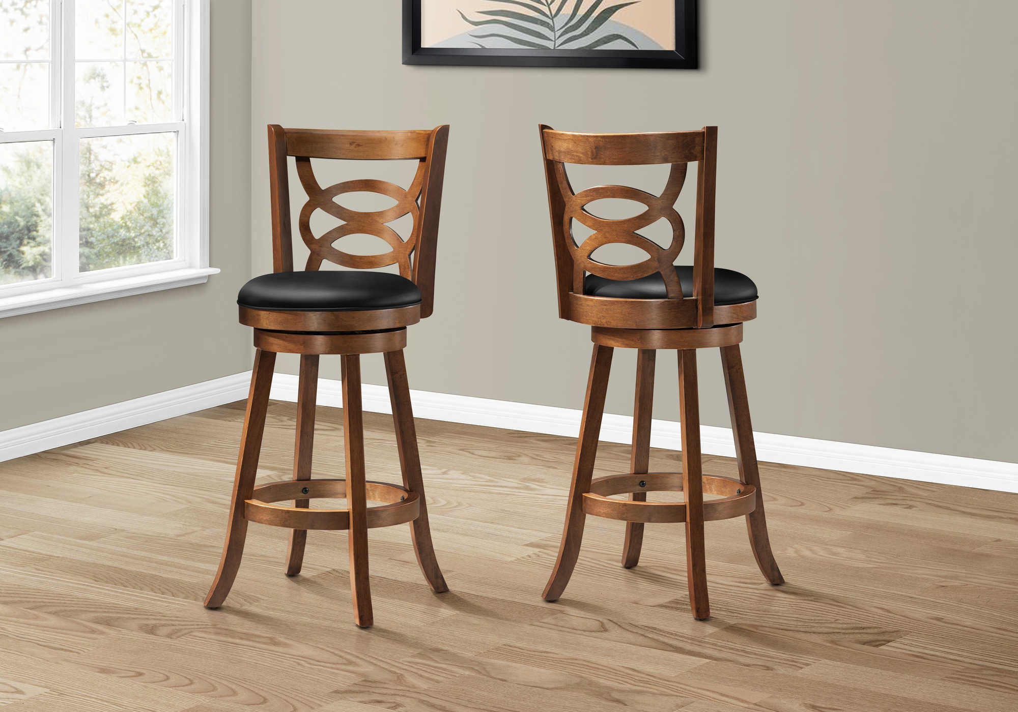 BARSTOOL - 2PCS / 42"H / SWIVEL / DARK OAK BAR HEIGHT # I 1251