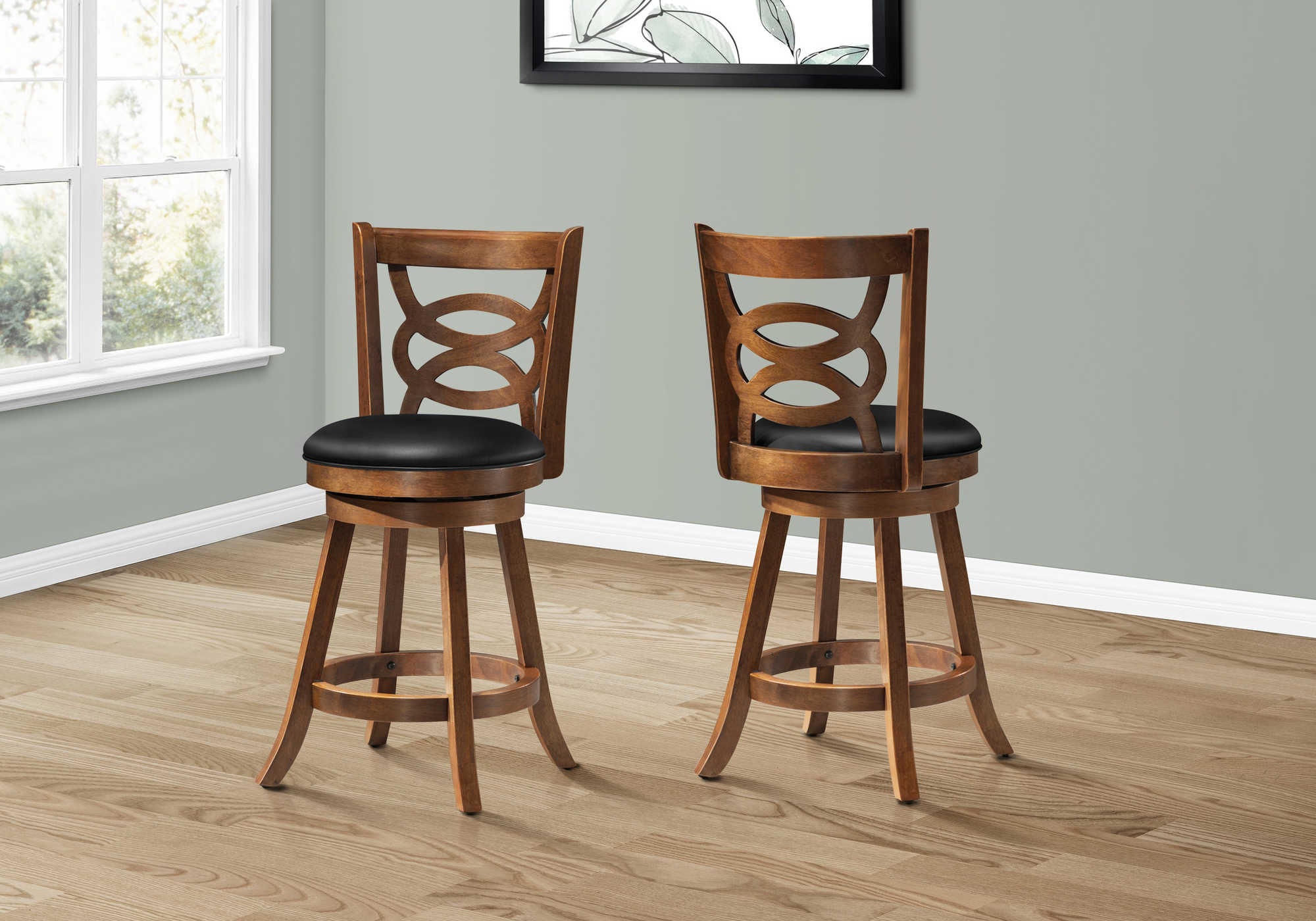 BARSTOOL - 2PCS / 38"H / SWIVEL / OAK COUNTER HEIGHT # I 1252
