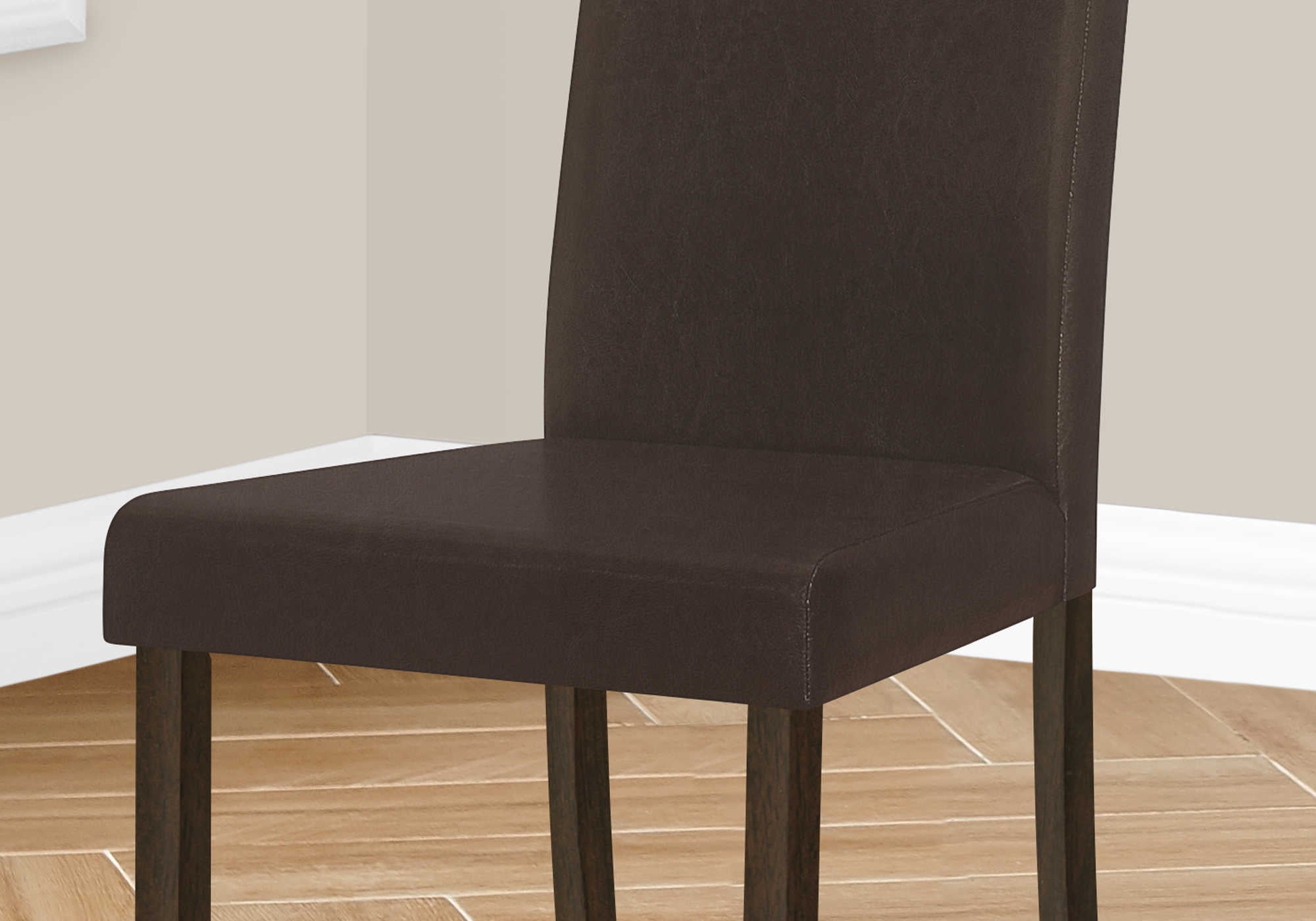 DINING CHAIR - 2PCS / 36"H ESPRESSO / DARK BROWN PU # I 1303