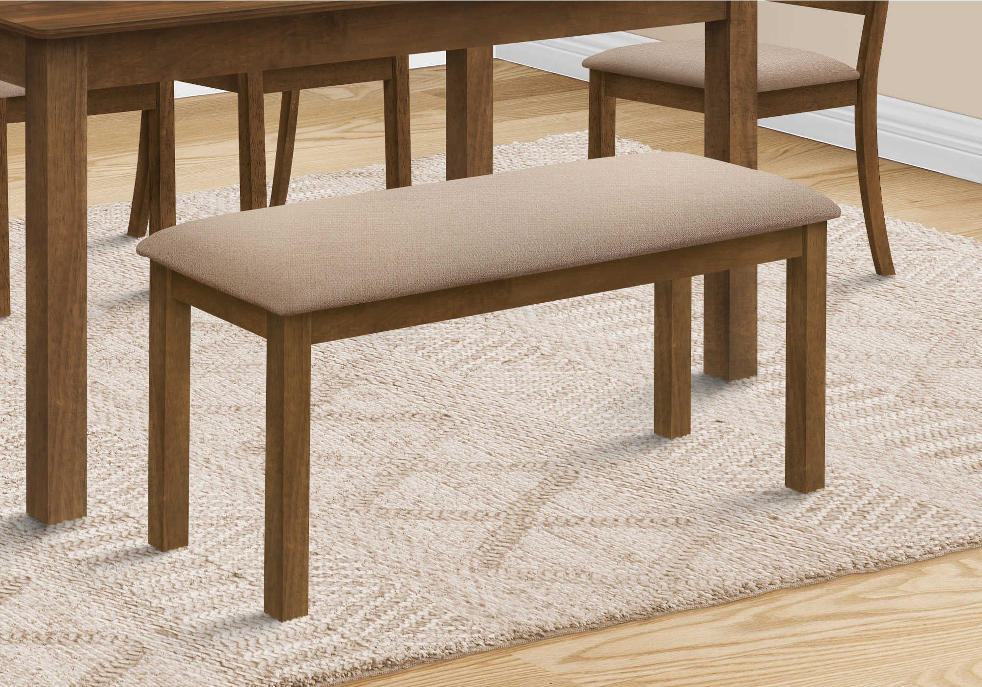 BENCH - 42"L / BROWN WALNUT / BEIGE FABRIC # I 1317