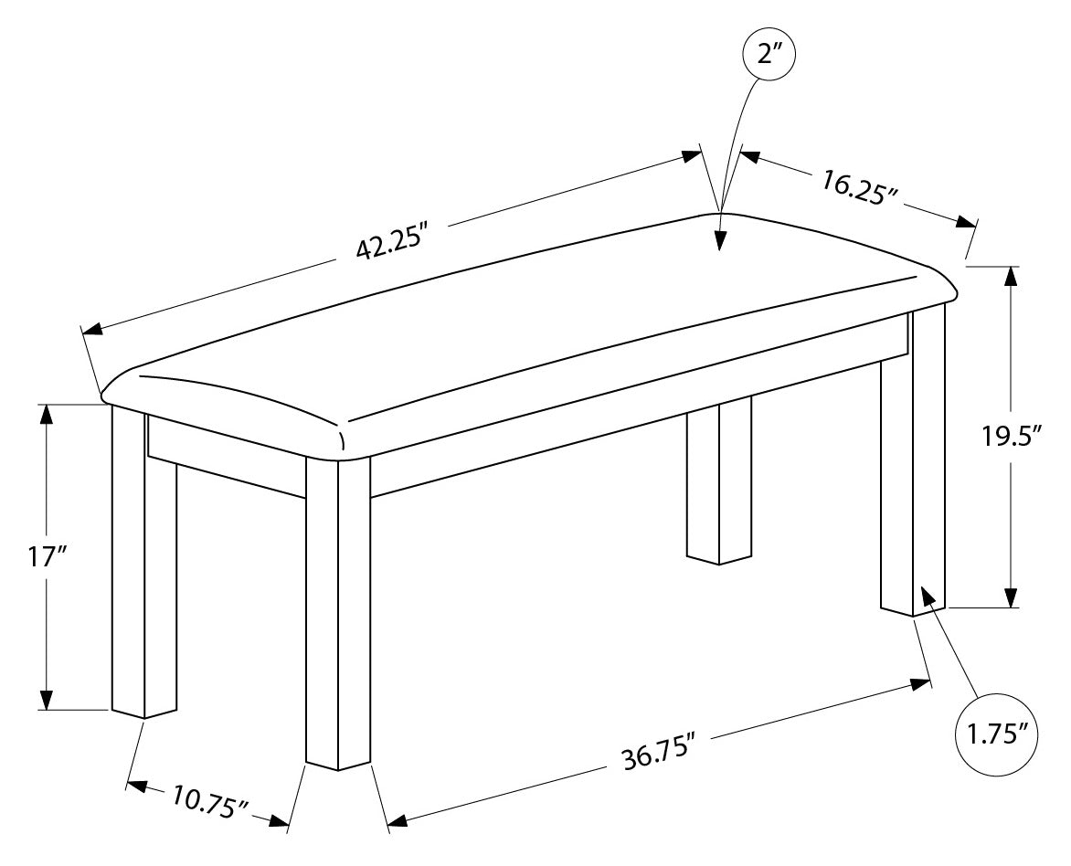 BENCH - 42"L / BROWN WALNUT / BEIGE FABRIC # I 1317