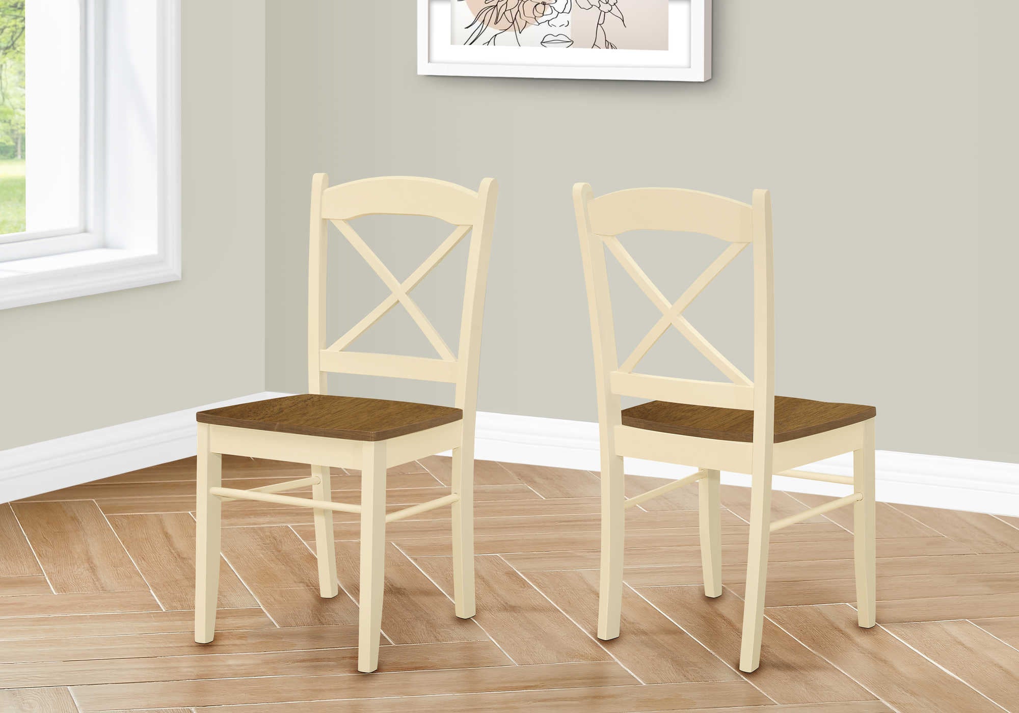 DINING CHAIR - 2PCS / 36"H CREAM / OAK # I 1325
