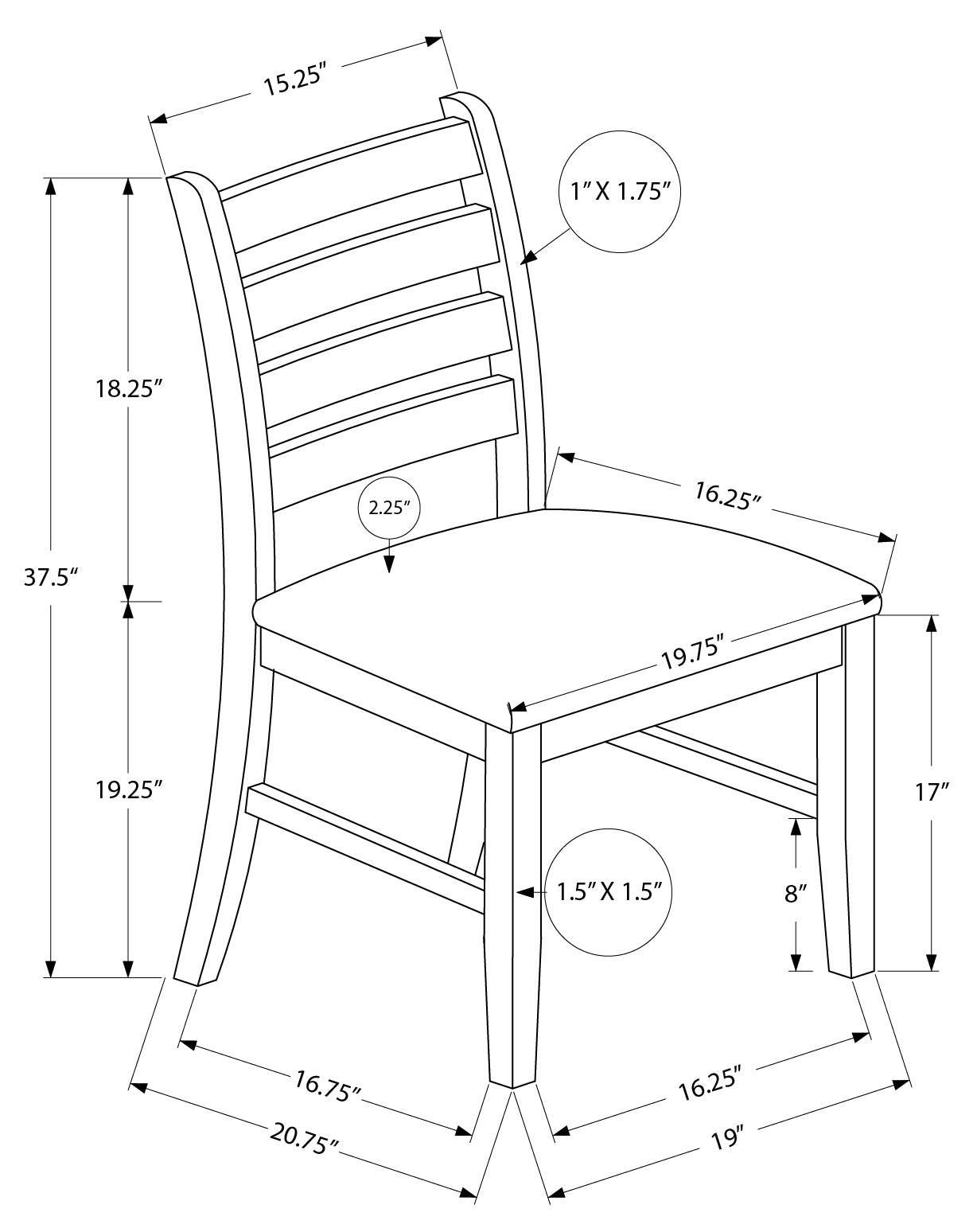 DINING CHAIR - 2PCS / 38"H UPHOLSTERED BEIGE FABRIC # I 1336
