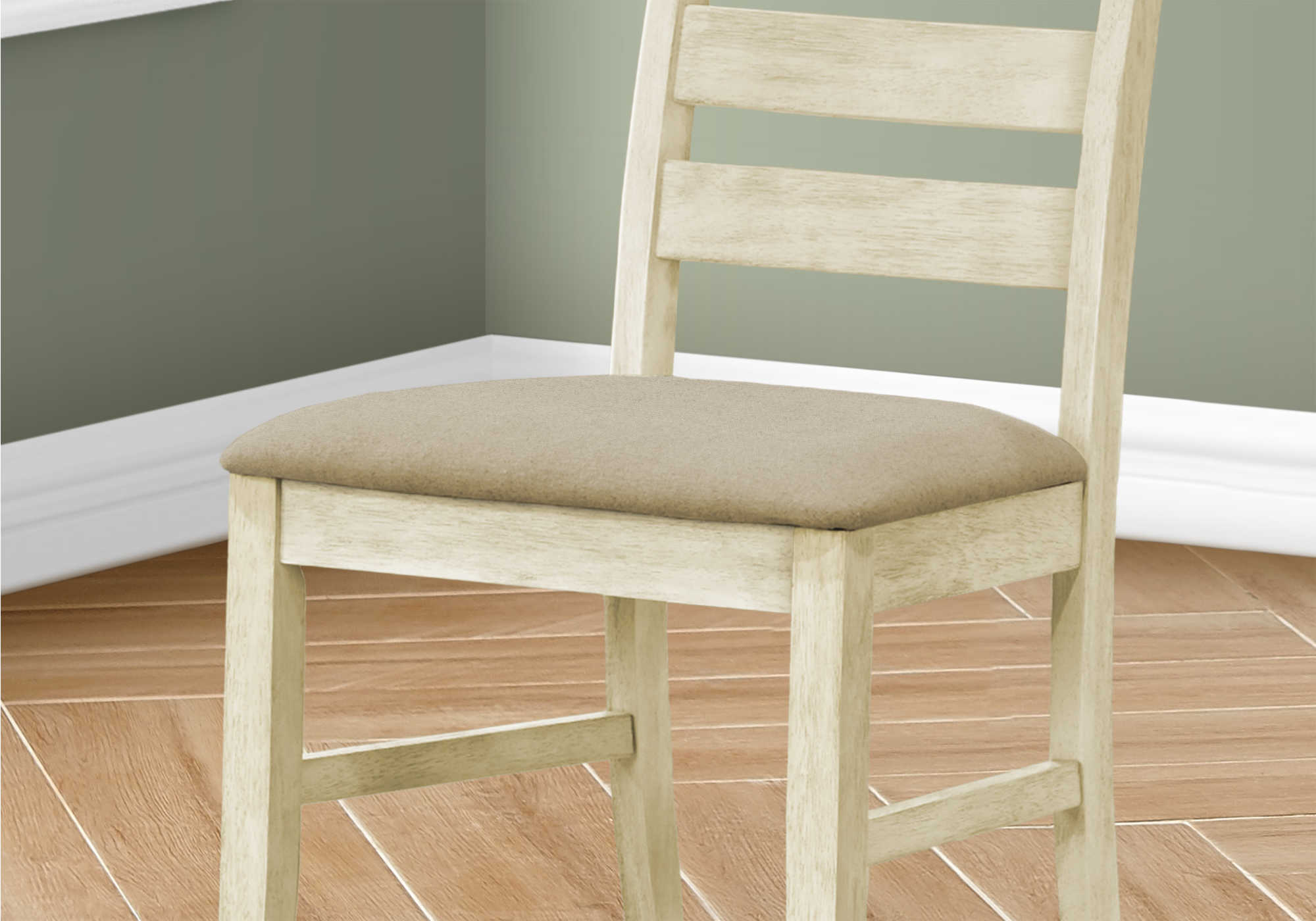 DINING CHAIR - 2PCS / 38"H UPHOLSTERED BEIGE FABRIC # I 1336