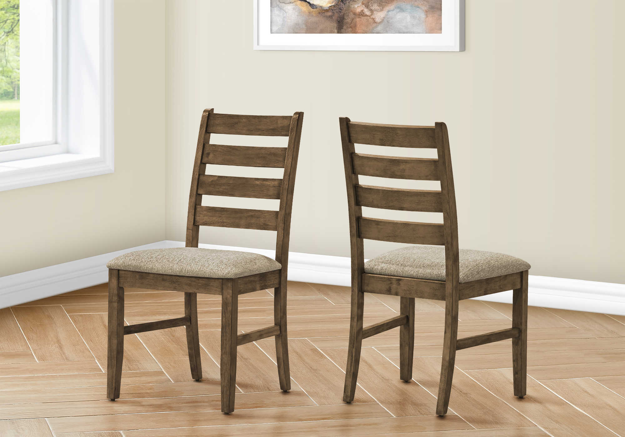 DINING CHAIR - 2PCS / 38"H UPHOLSTERED BROWN FABRIC # I 1342
