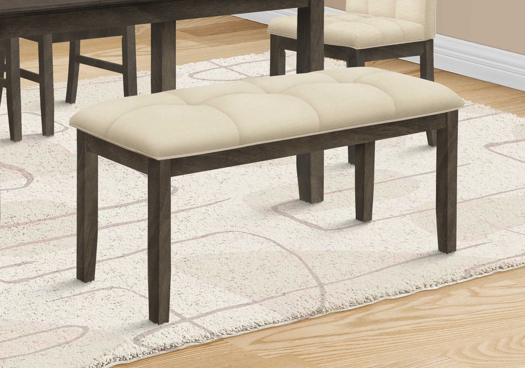 BENCH - 44"L / GREY / CREAM FABRIC SEAT # I 1377