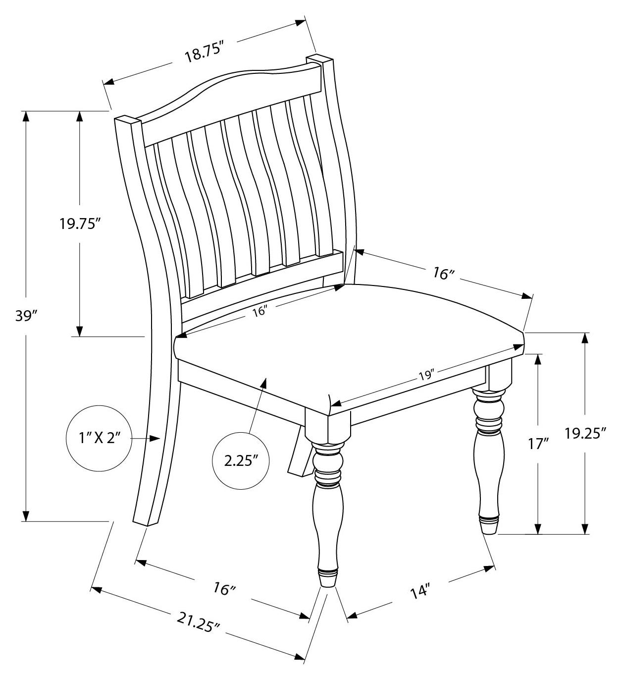 DINING CHAIR - 2PCS / 39"H ANTIQUE GREY / GREY FABRIC # I 1392