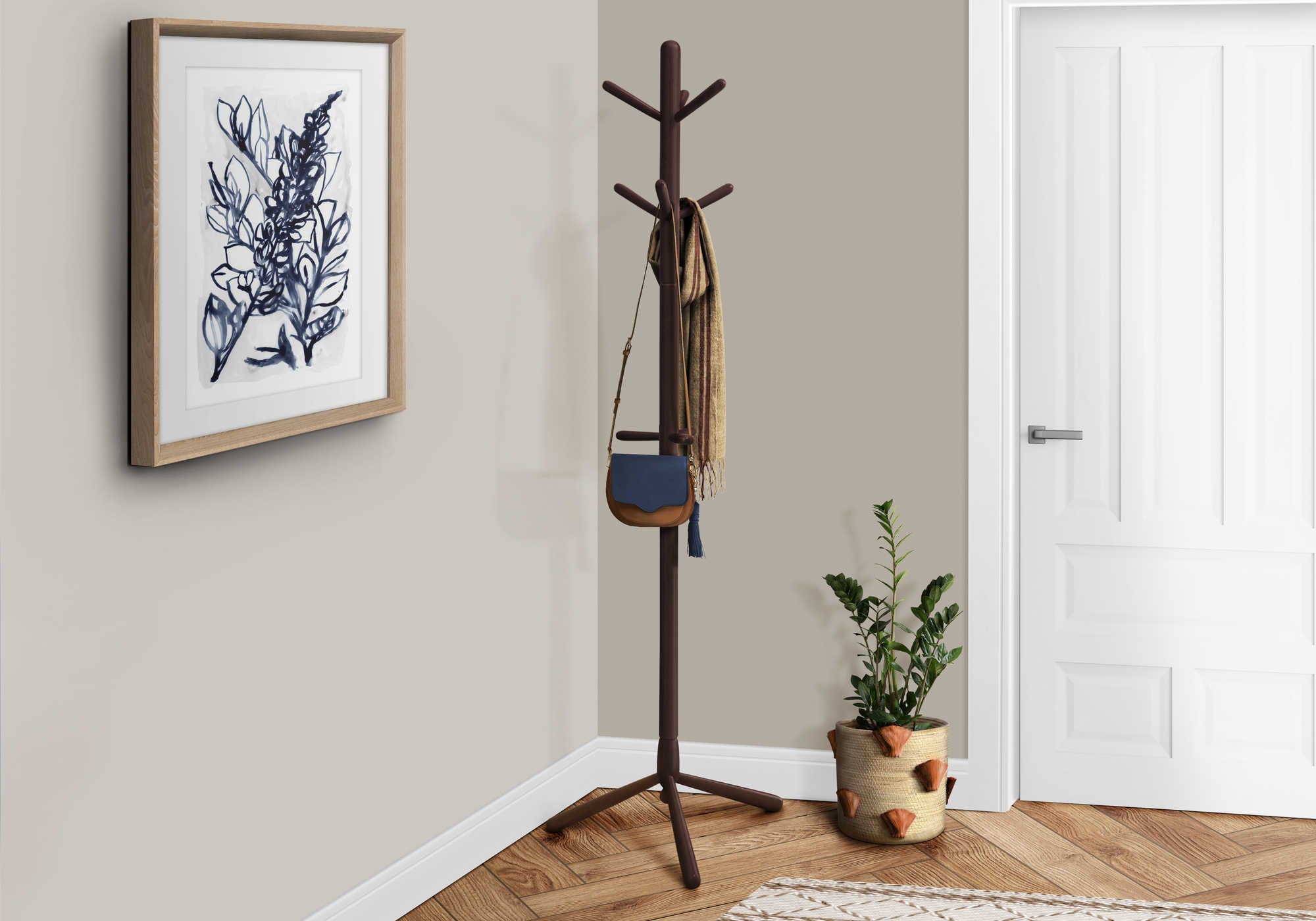 COAT RACK - 69"H / ESPRESSO WOOD CONTEMPORARY STYLE # I 2004