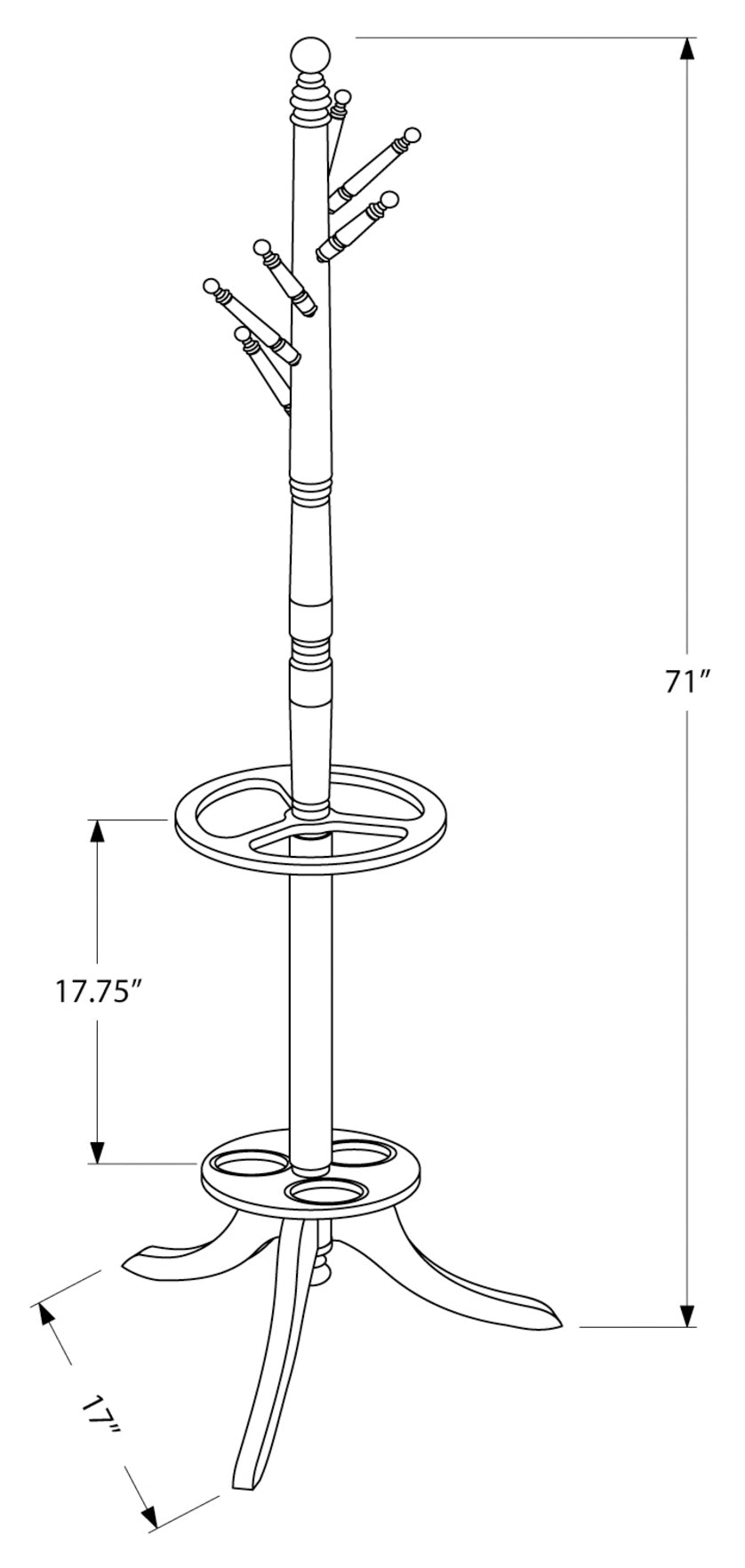 PORTE-MANTEAUX – 180 cm H / CERISIER FONCÉ AVEC PORTE-PARAPLUIE # I 2005
