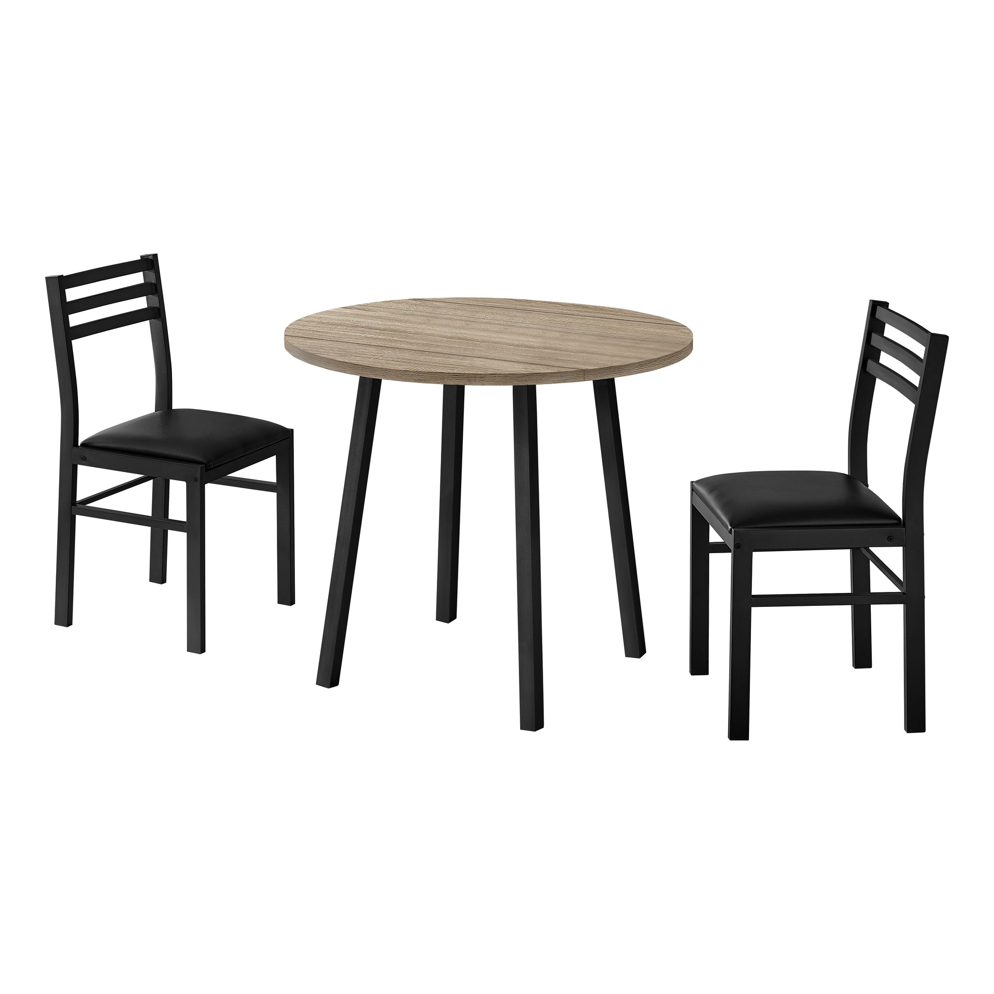 DINING SET - 3PCS SET / DARK TAUPE TOP / BLACK METAL # I 1003