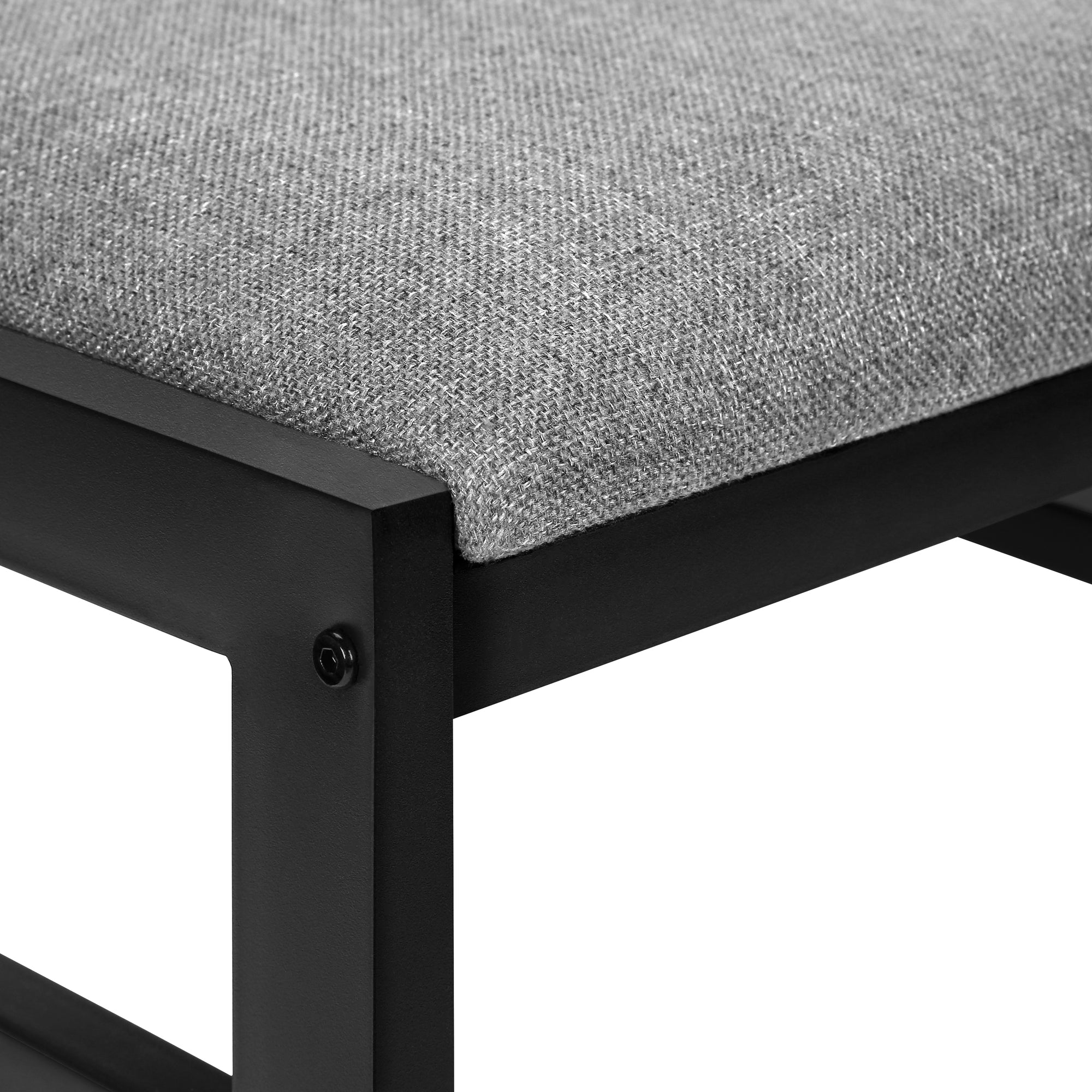 DINING SET - 3PCS SET / GREY TOP / BLACK METAL # I 1007