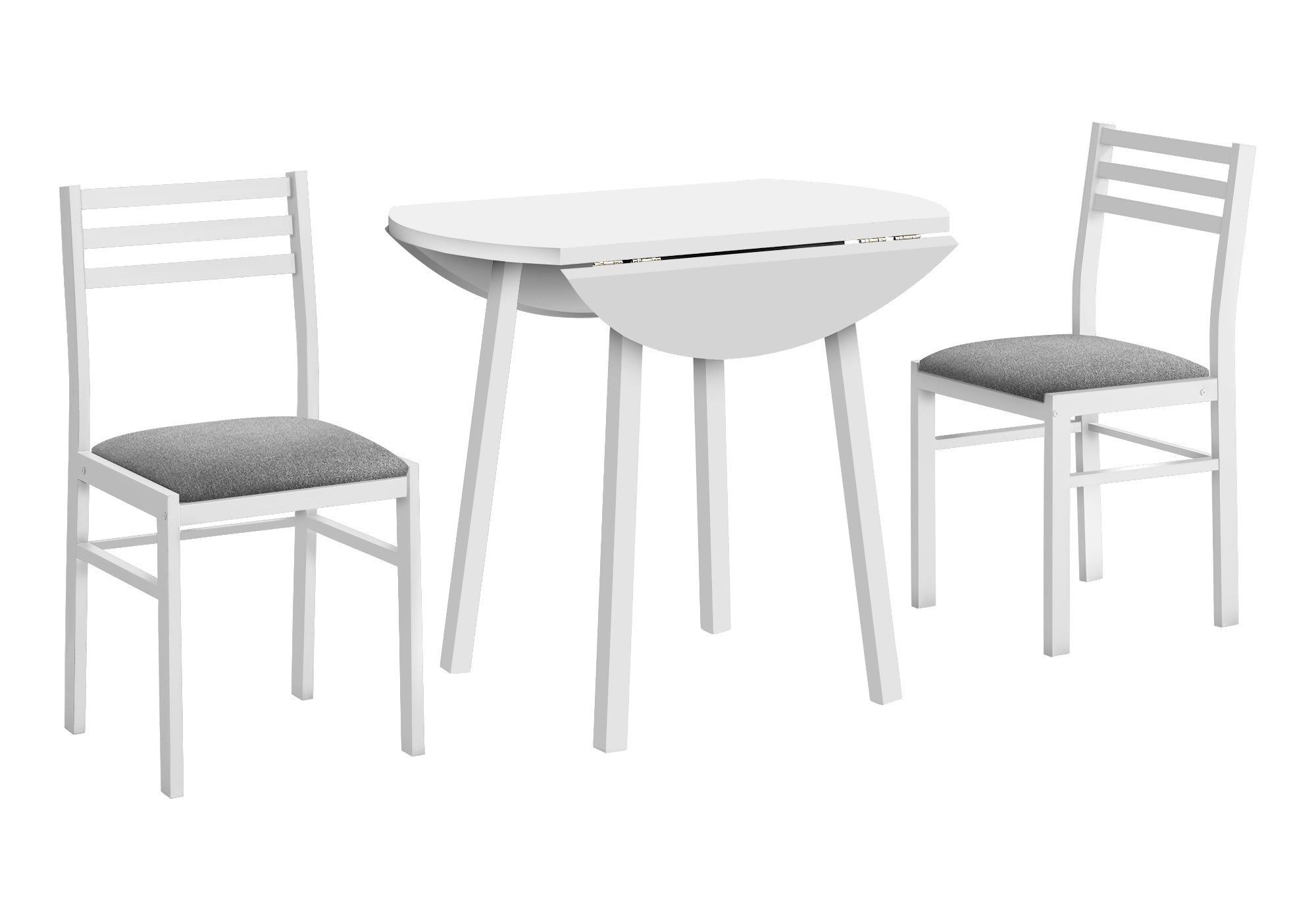DINING SET - 3PCS SET / WHITE TOP / WHITE METAL # I 1011
